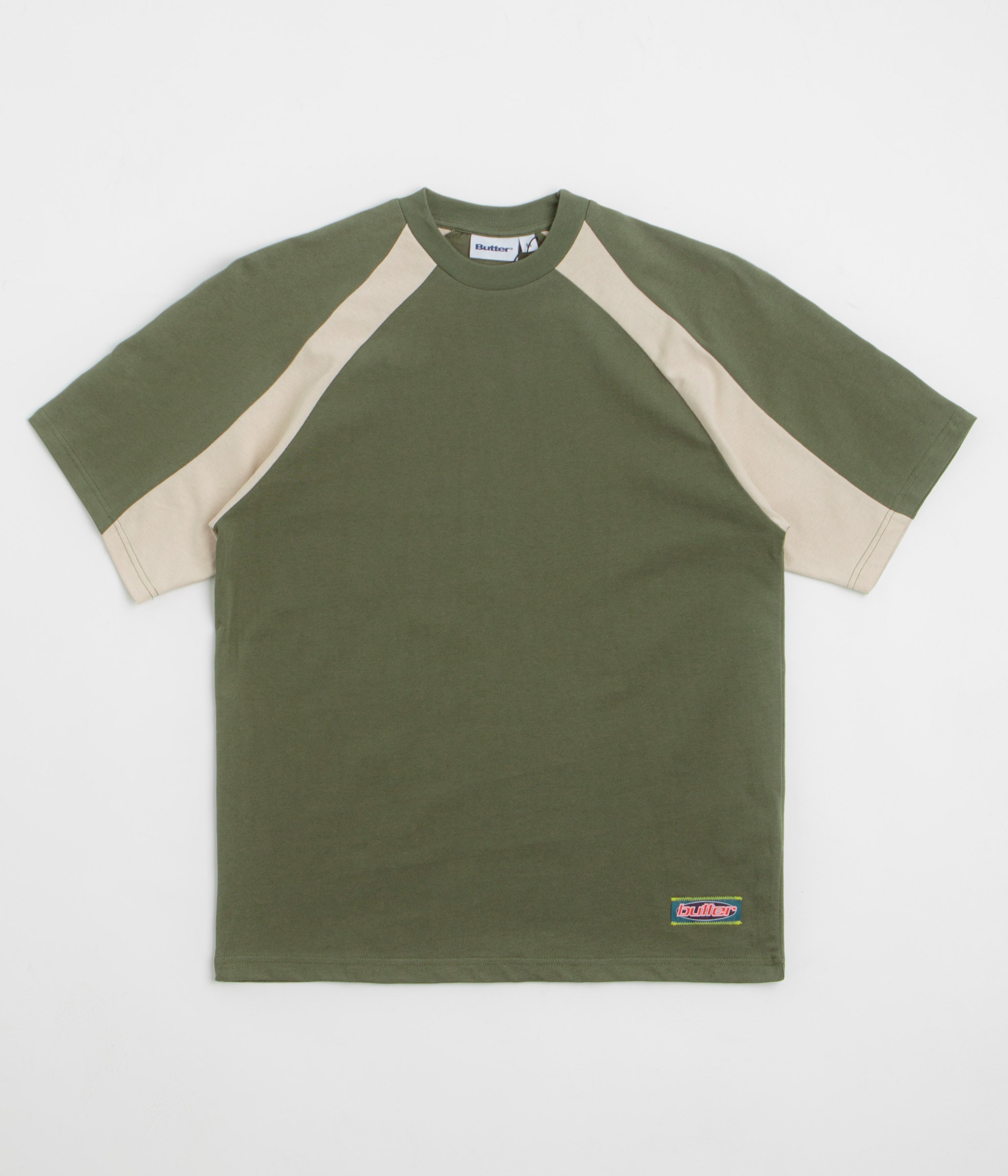 Butter Goods Surf Tech T-Shirt - Men's Army Green Graphic Tee for Surfing, Skateboarding & Casual Wear
