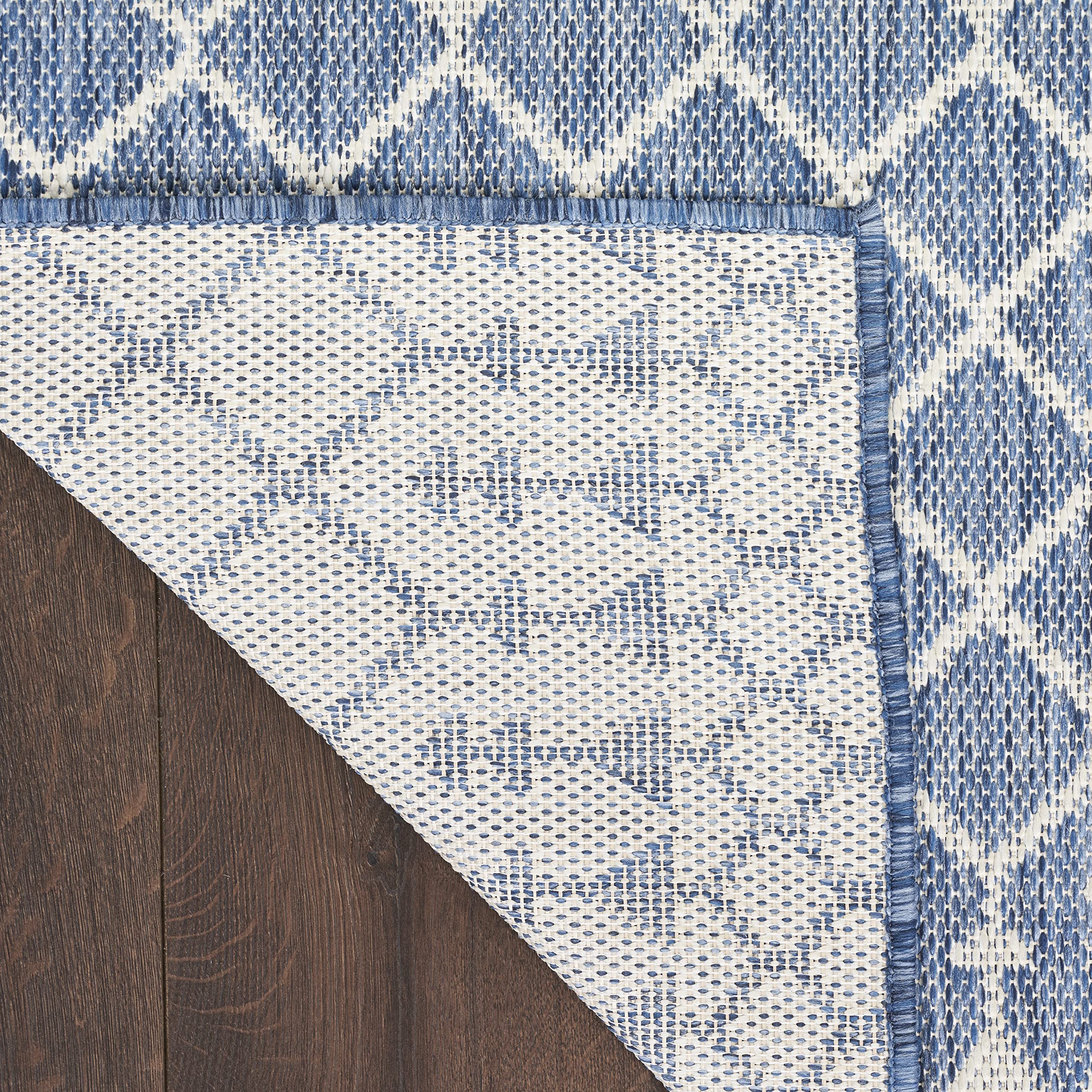 Nourison Positano 8' x 10' Navy Blue Indoor Outdoor Area Rug - Easy Clean, Non-Shedding, Stain Resistant - Perfect for Bedroom, Living Room, Dining Room, Backyard, Deck & Patio Decor