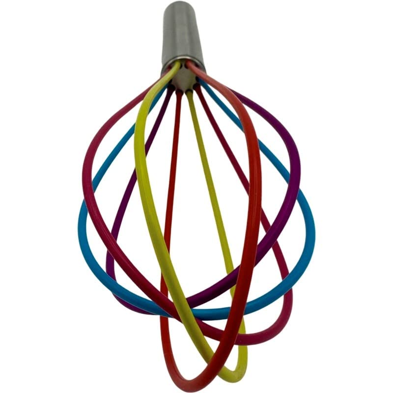 TIJAR® Silicone Kitchen Whisk - Stainless Steel with Soft Flexible Silicone, Durable & Flexible Baking Utensil for Mixing, Whisking, and Beating in Modern Kitchens
