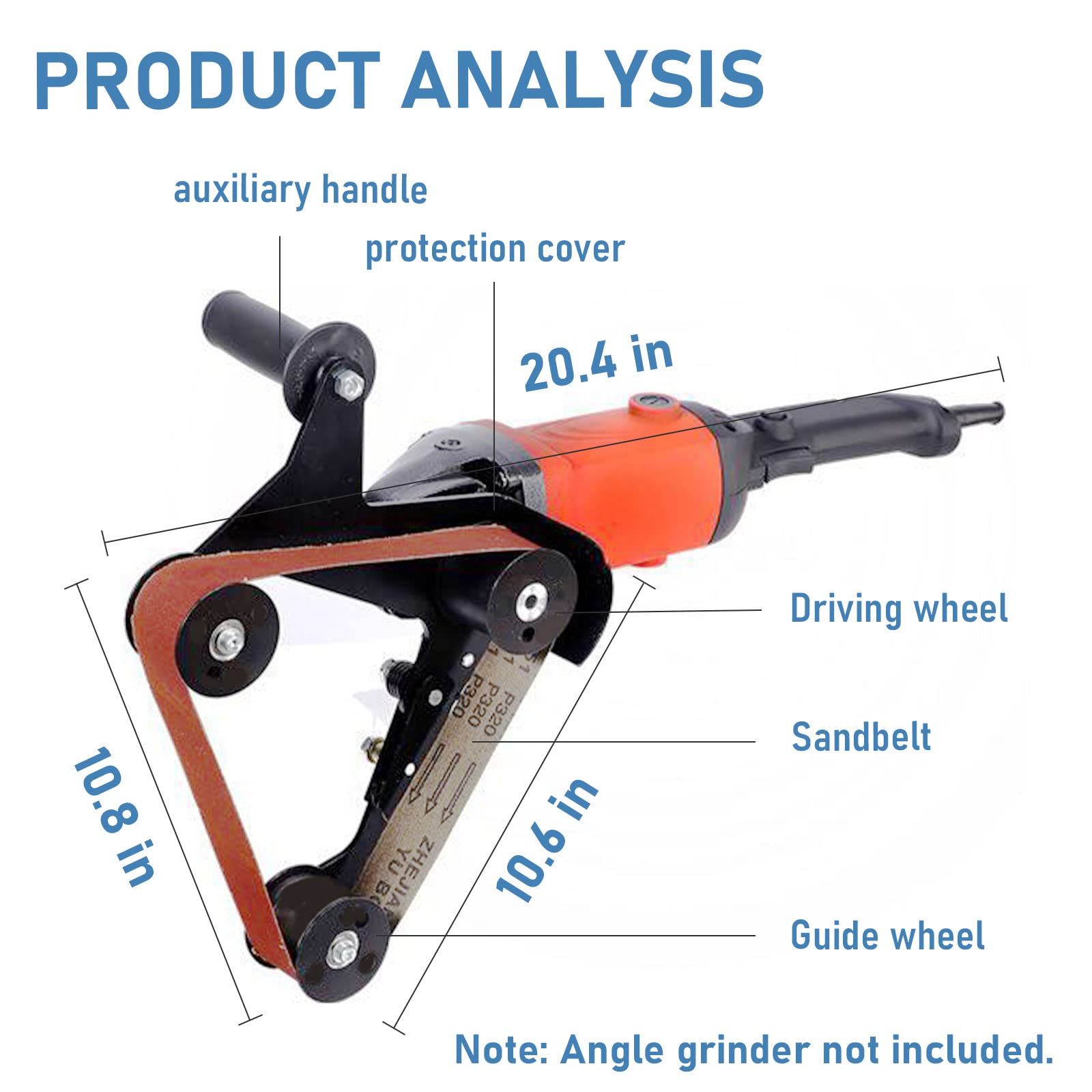 Angle Grinder Belt Sander Adapter - 5/8-11 Thread Pipe & Tube Polishing Kit with 40mm Sanding Belts for Rust Removal - Perfect for Metalworking, Wood Sanding & DIY Home Projects