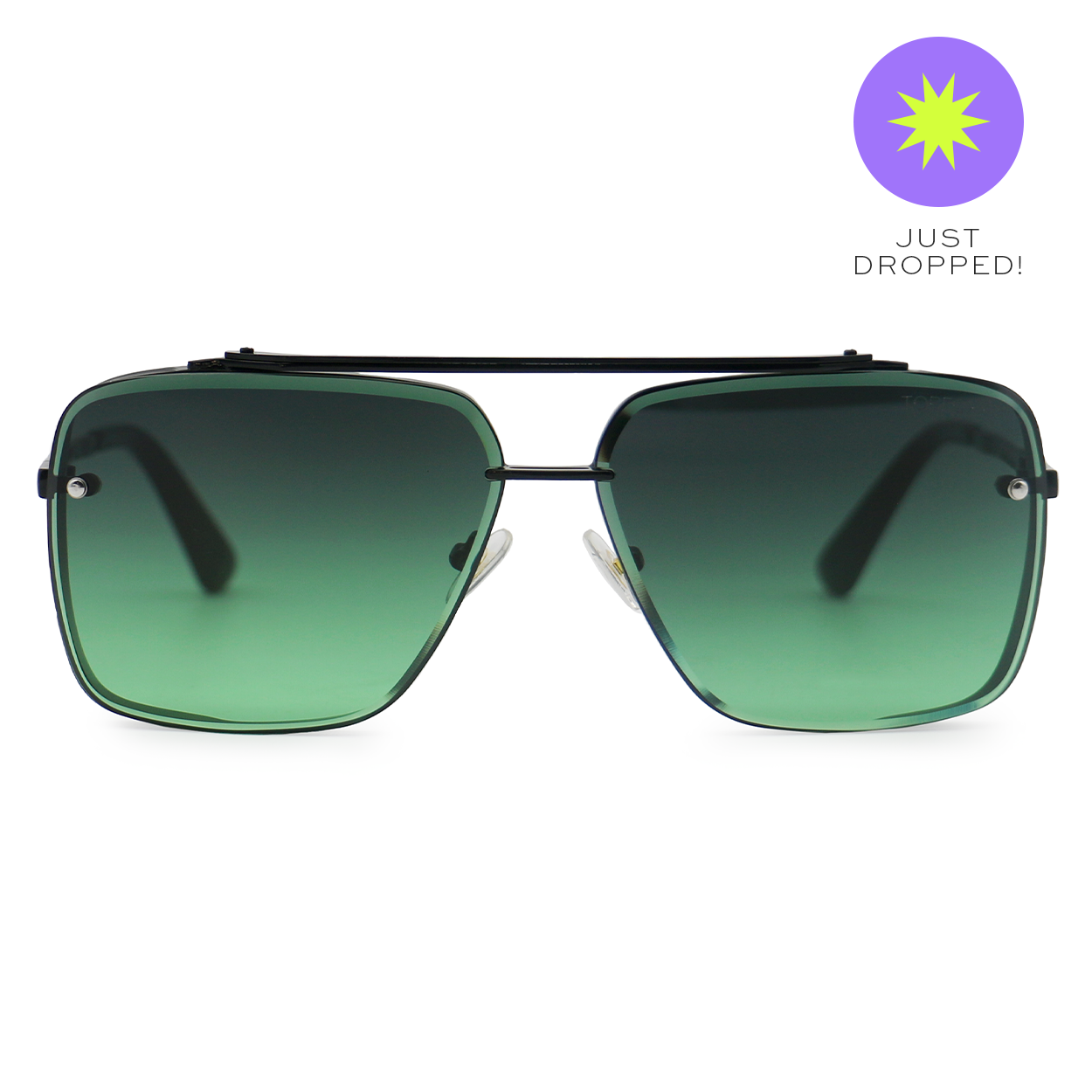 Bella Dark Green Oversized Square Aviator Sunglasses for Women - Trendy Retro UV Protection Shades for Driving, Beach & Outdoor Fashion