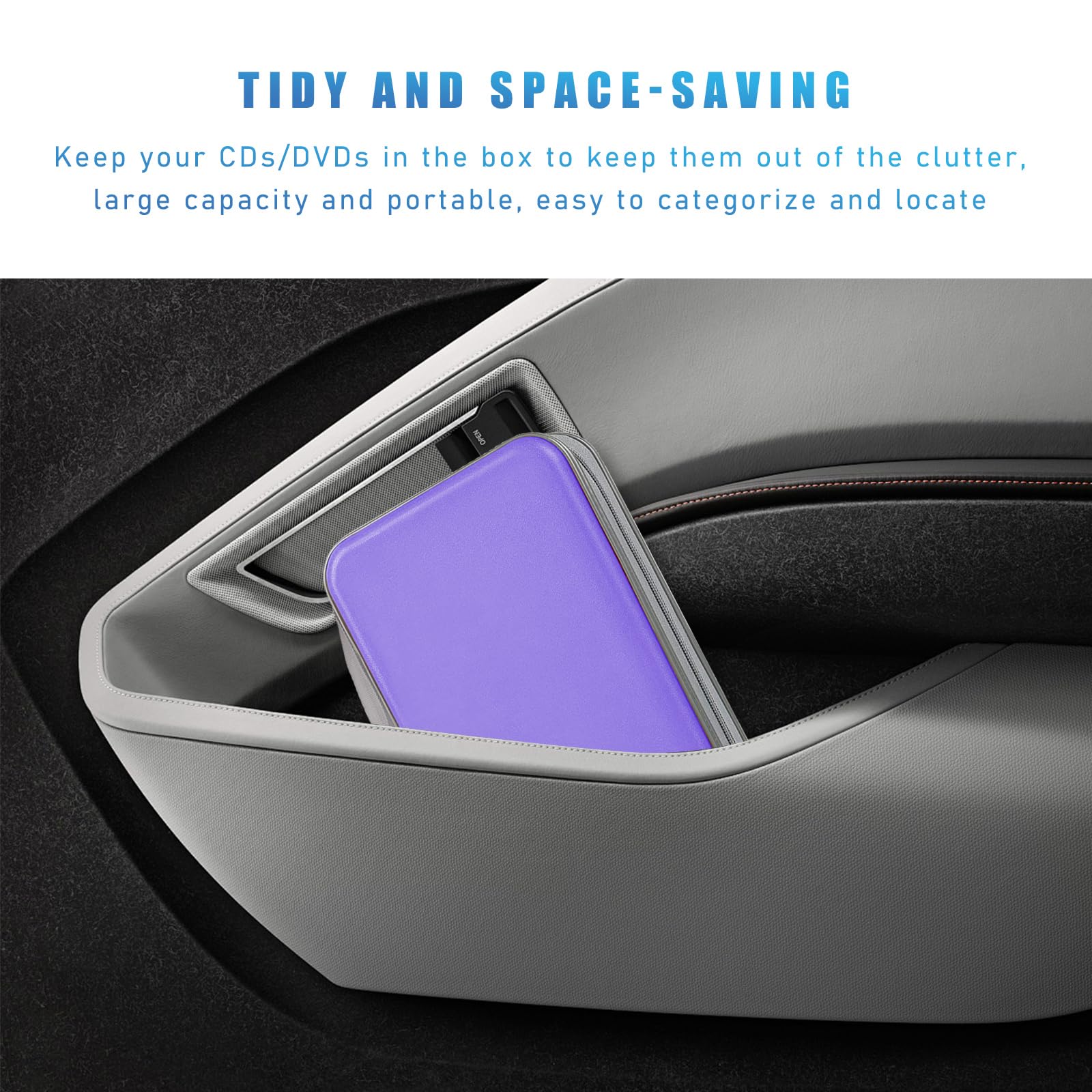 96 Capacity Car CD DVD Case - Hard Plastic Holder with Zipper for Home, Office & Travel Storage