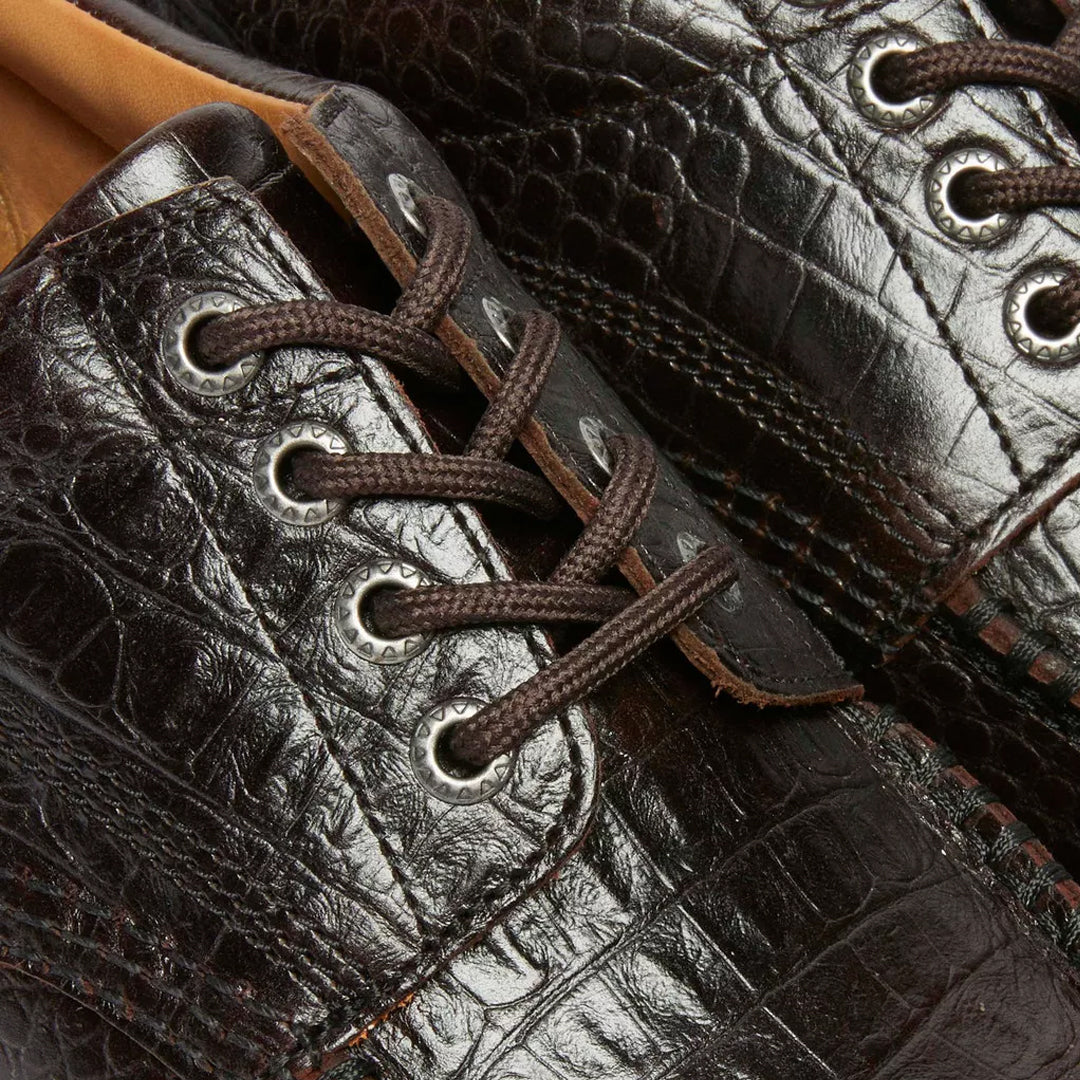 **Lowell Crocodile Aniline Leather Moc Toe Shoes - Premium Handmade Men's Casual Loafers for Work, Office & Everyday Wear**