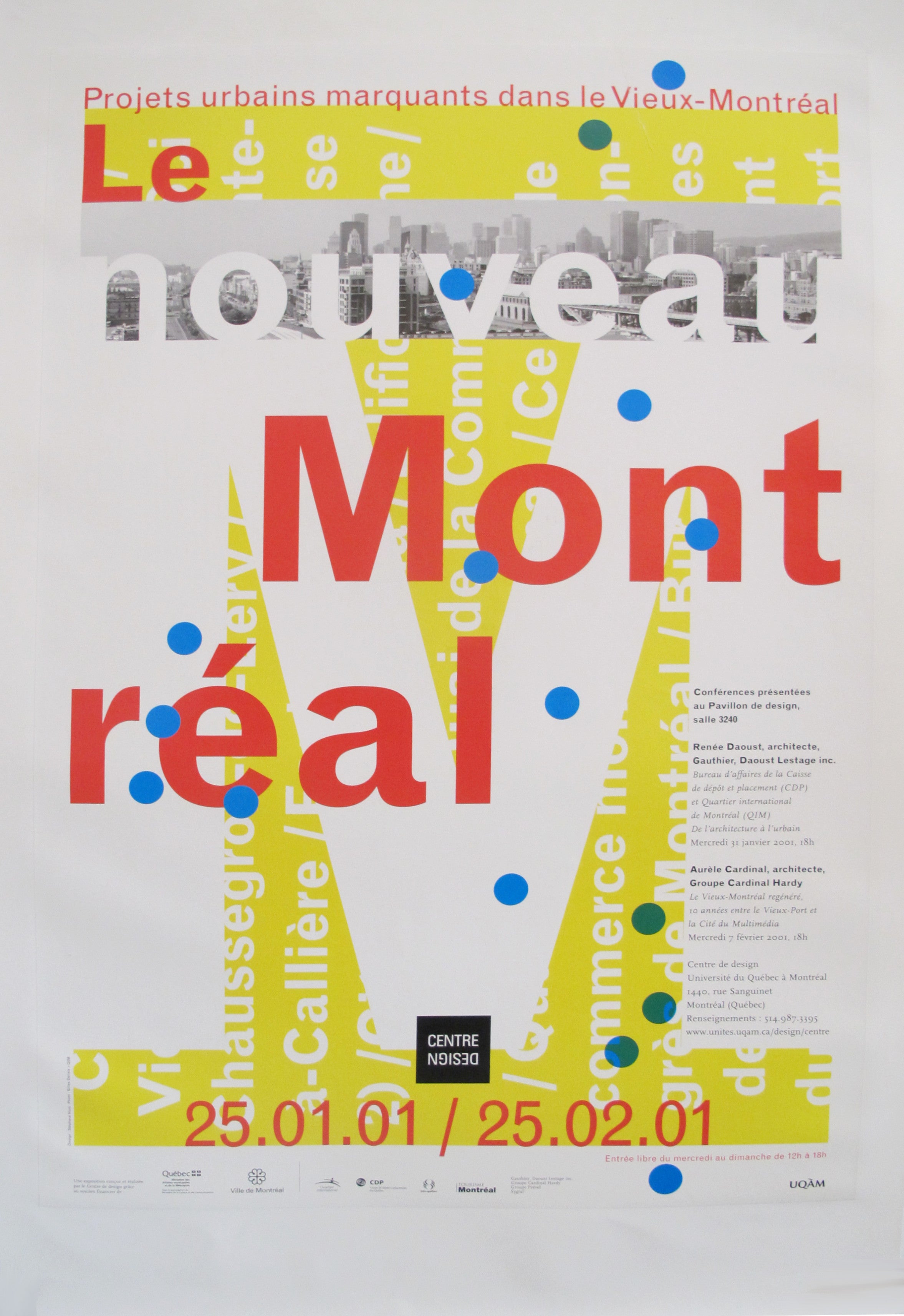 2001 Original Poster - Le Nouveau Montreal - UQAM Design Center by Stéphane Huot - Vintage Art Print for Home & Office Decor