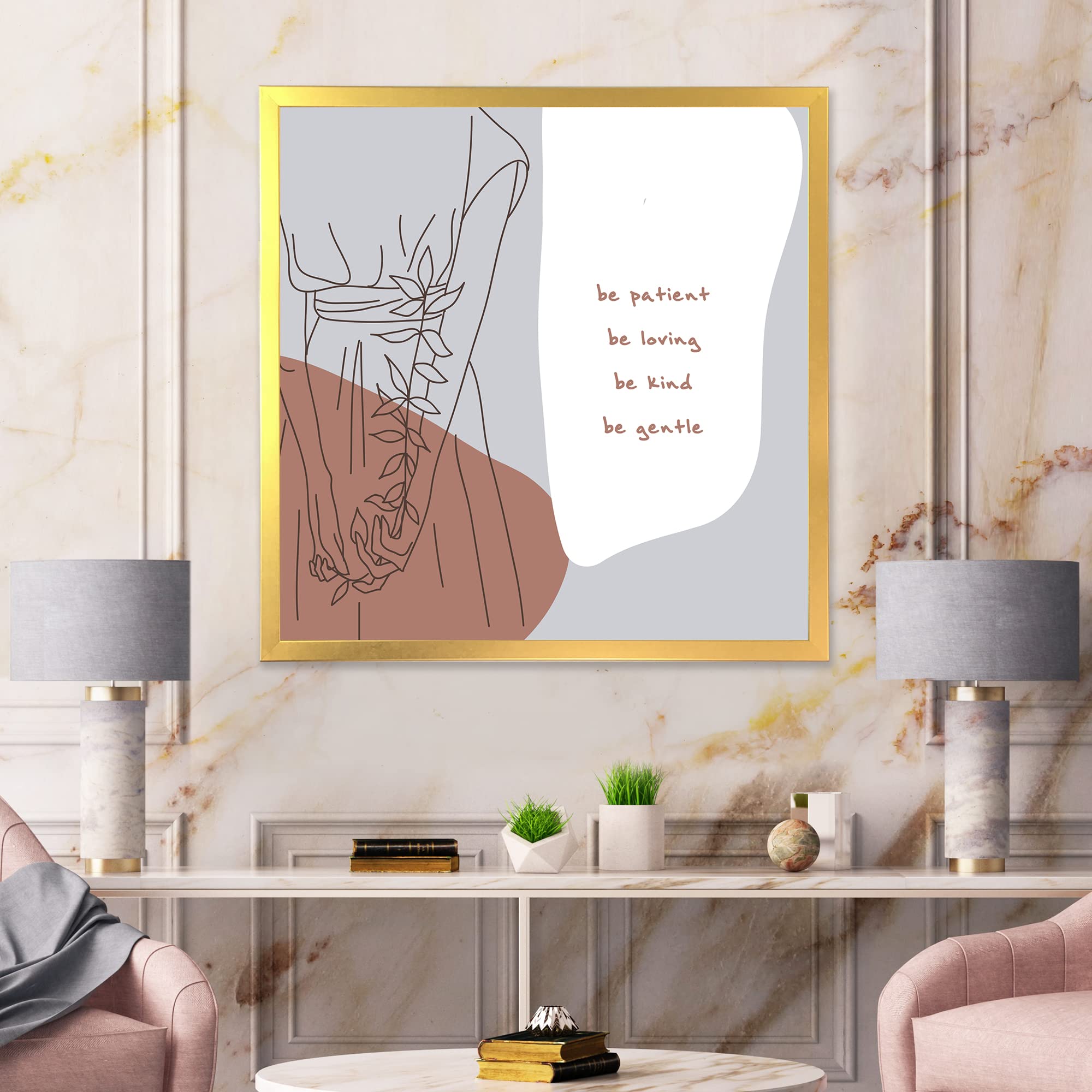 Be Patient Be Kind Be Loving - Modern Framed Wall Art Decor for Living Room, Bedroom & Office - Inspirational Home Decor Gift Idea