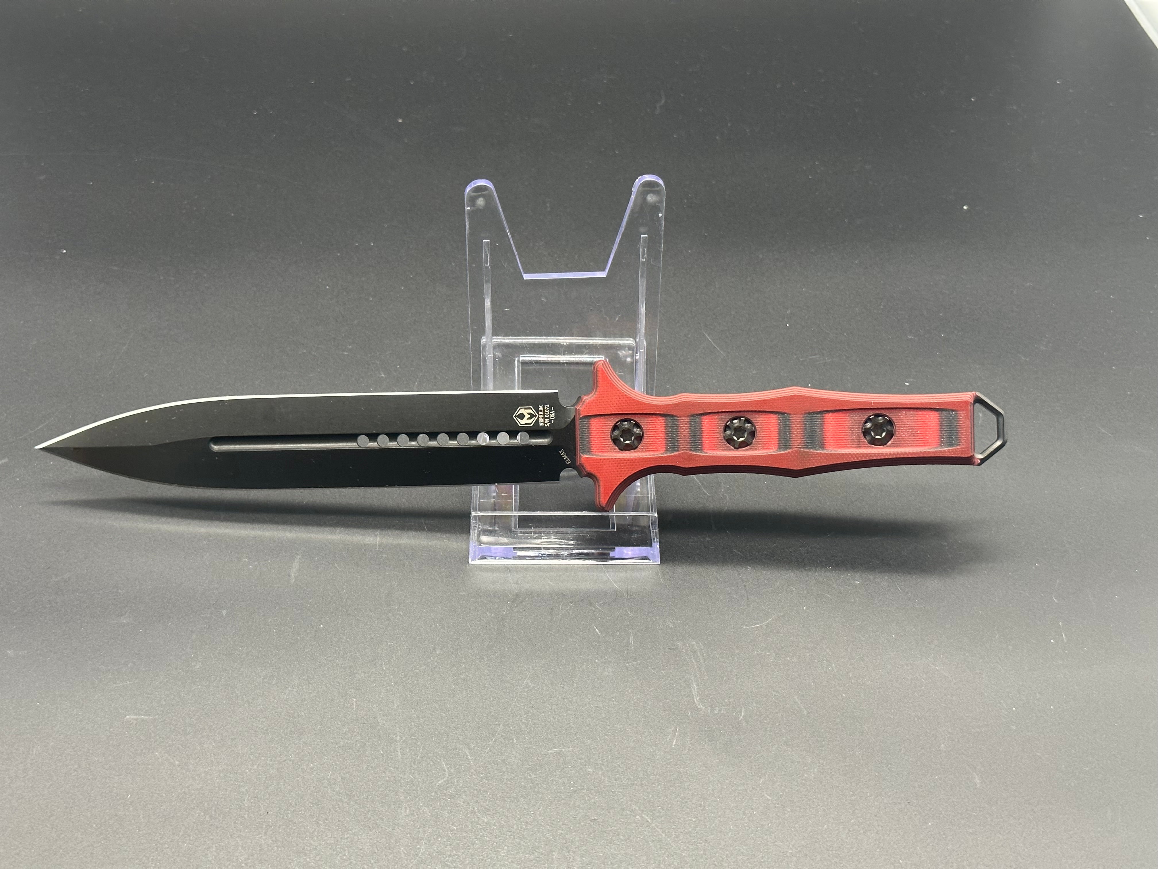 Heretic Knives Nephilim Folding Knife - Red/Black G10 Handle, D2 Steel Blade - EDC, Camping, Hunting, Outdoor Survival Gear