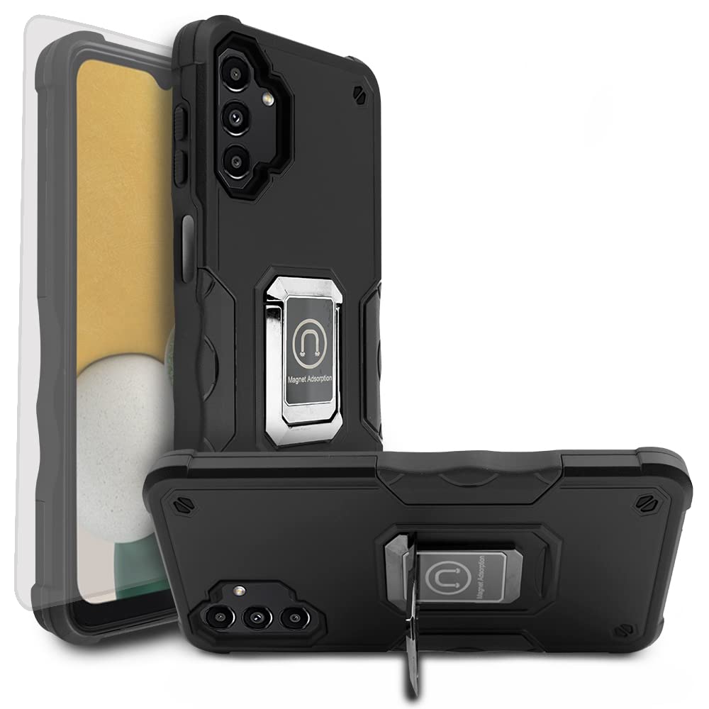 Samsung Galaxy A13 5G Case with Screen Protector - Military Grade Magnetic Car Mount Holder & Full Body Protective Cover - Heavy Duty Shockproof Phone Case for Daily Use, Travel & Outdoor Activities (Black)