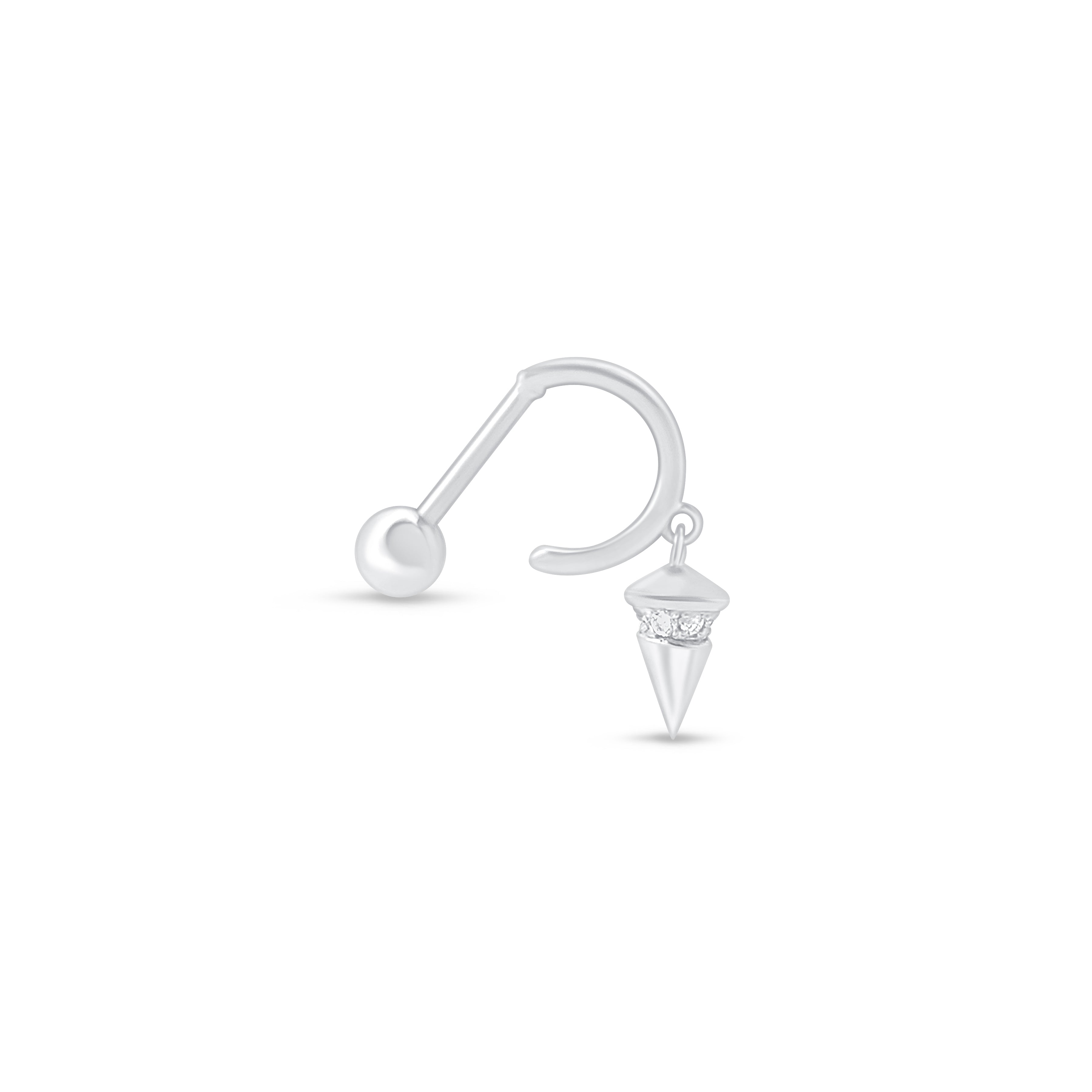14K White Gold Diamond Spike Charm Illusion Hoop Earrings for Women - Trendy Ballback Stud Earrings for Party, Date Night & Special Occasions