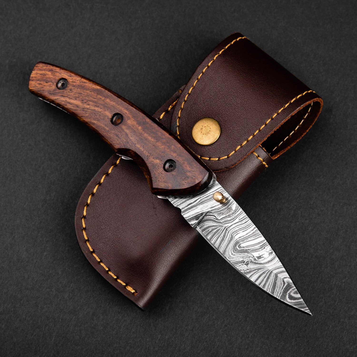 Premium Damascus Steel Liner Lock Folding Pocket Knife - Londoner Collection - Perfect for Camping, Hiking & Everyday Carry (EDC)
