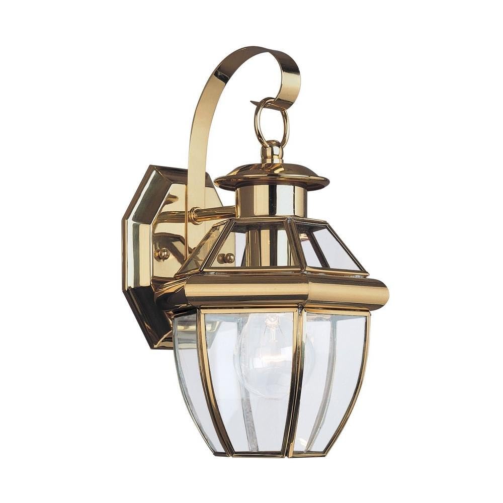 Polished Brass Traditional Outdoor Wall Light Fixture - One Light Exterior Sconce for Porch, Patio & Garden - Weather-Resistant Outdoor Lighting - Model 73-Bel-608508