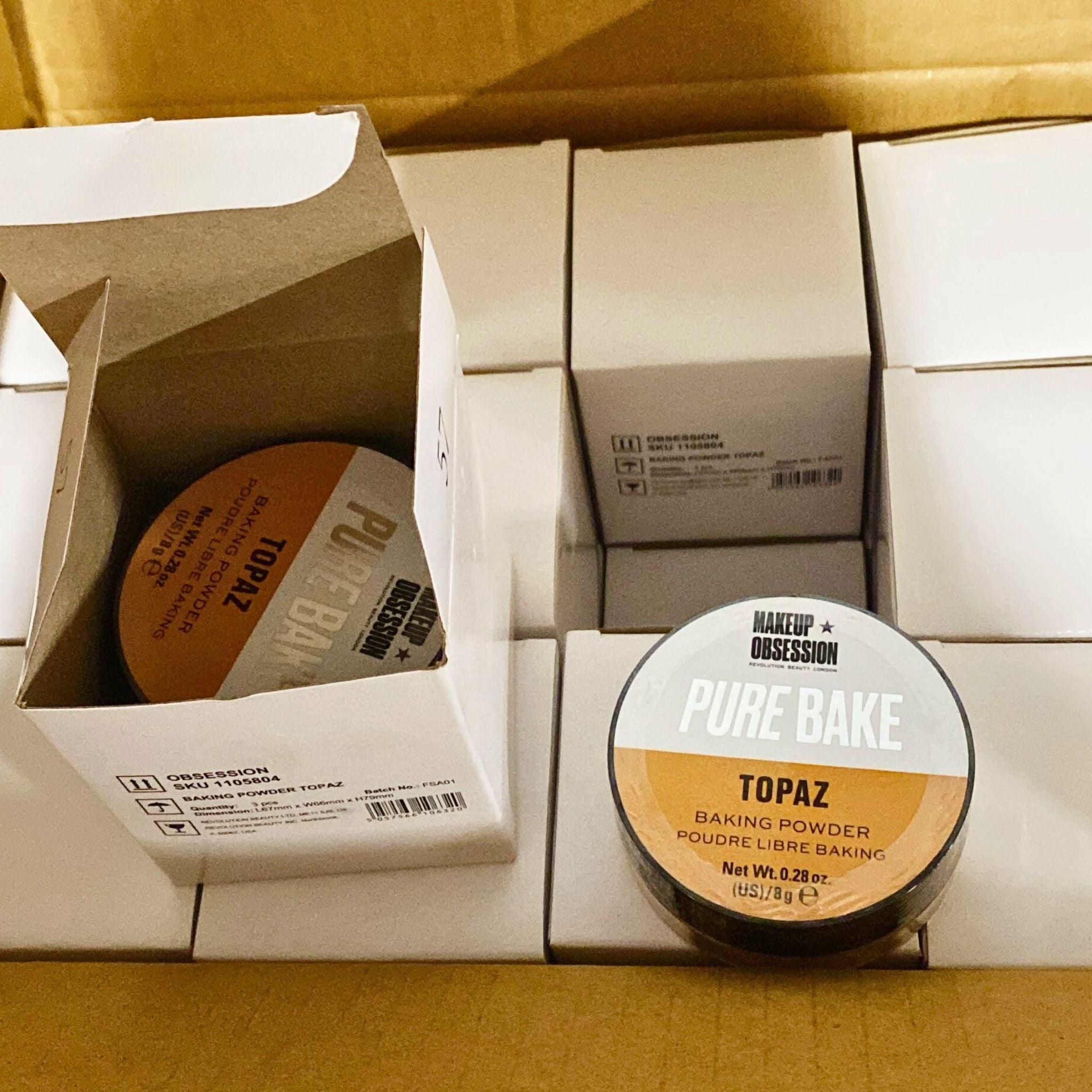 Makeup Obsession Pure Bake Topaz Baking Powder 0.28OZ (36 Pcs) - Professional Loose Setting Powder for Flawless Makeup Finish, Oil Control & Brightening - Perfect for Daily Use, Photo Shoots & Special Events