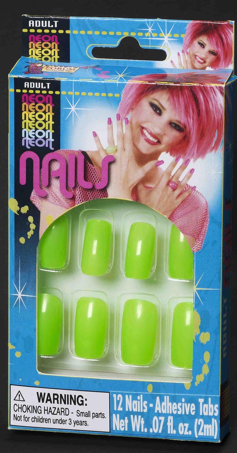 Neon Green Fake Nails - Long Press on Glue False Nails with Glue Kit for Women, Acrylic Full Cover Artificial Nails for Parties, Halloween, Cosplay & Special Events