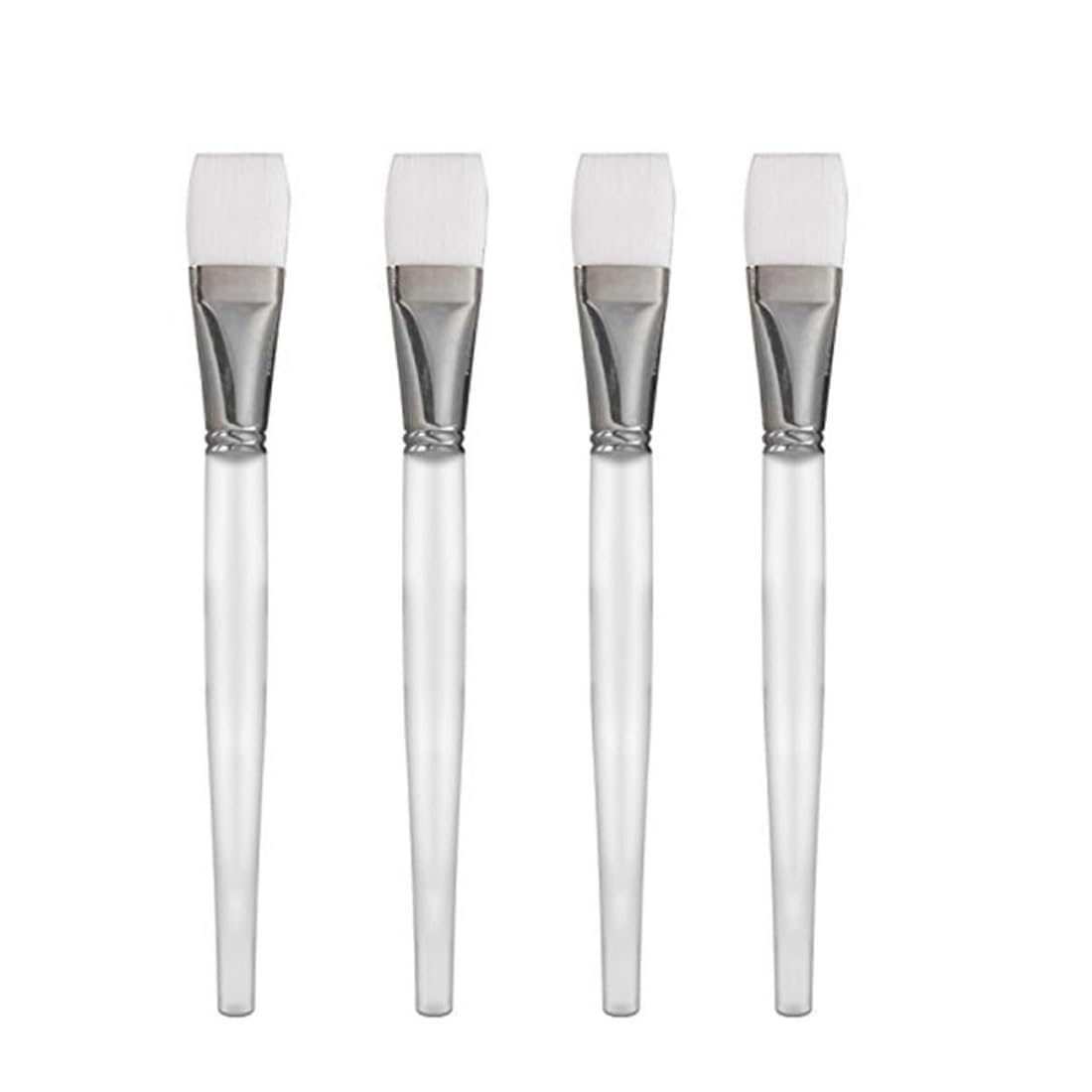 4 Pcs Face Pack Brush Set with Soft Bristles & Ergonomic Plastic Handle - Transparent Makeup Brush for Facial Mask, Skincare & Spa Treatments