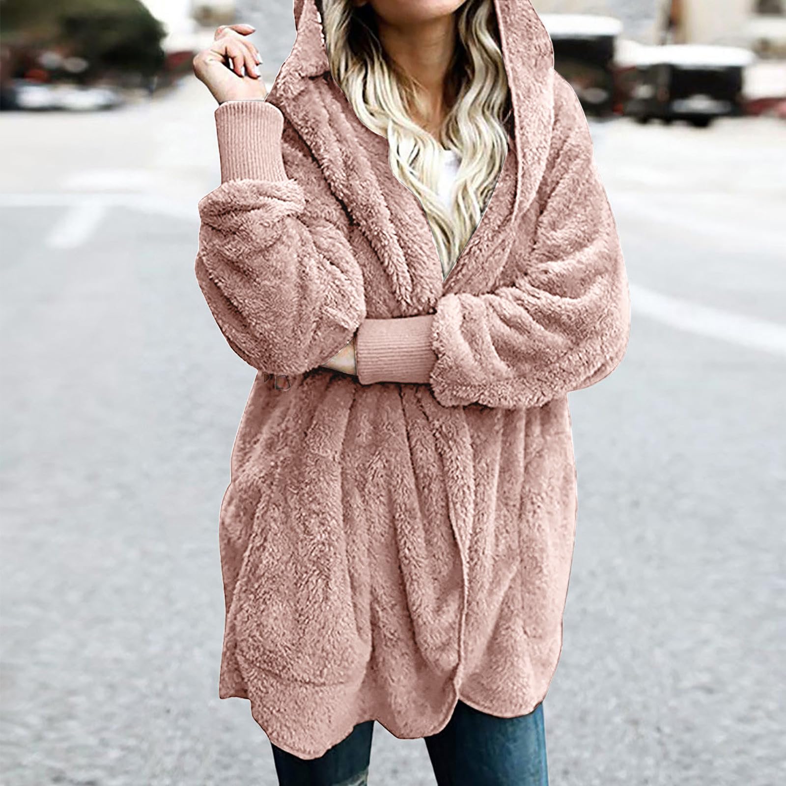 Women's Sherpa Jacket - Lightweight Fleece Hooded Cardigan for Fall & Winter | Cozy Lounge & Outdoor Wear