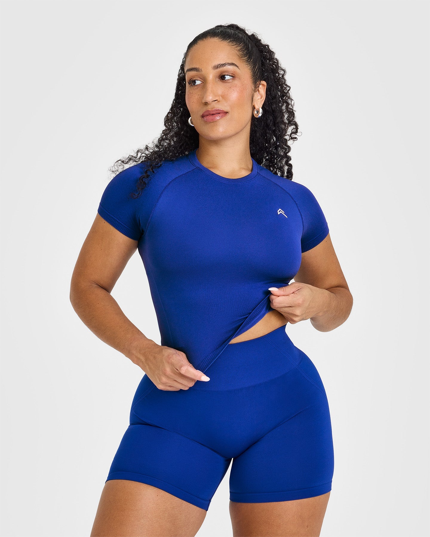 Seamless Fitted Mid Top Yoga Pants for Women - Strong Blue | High Waist Workout Leggings for Gym, Running & Lounge Wear
