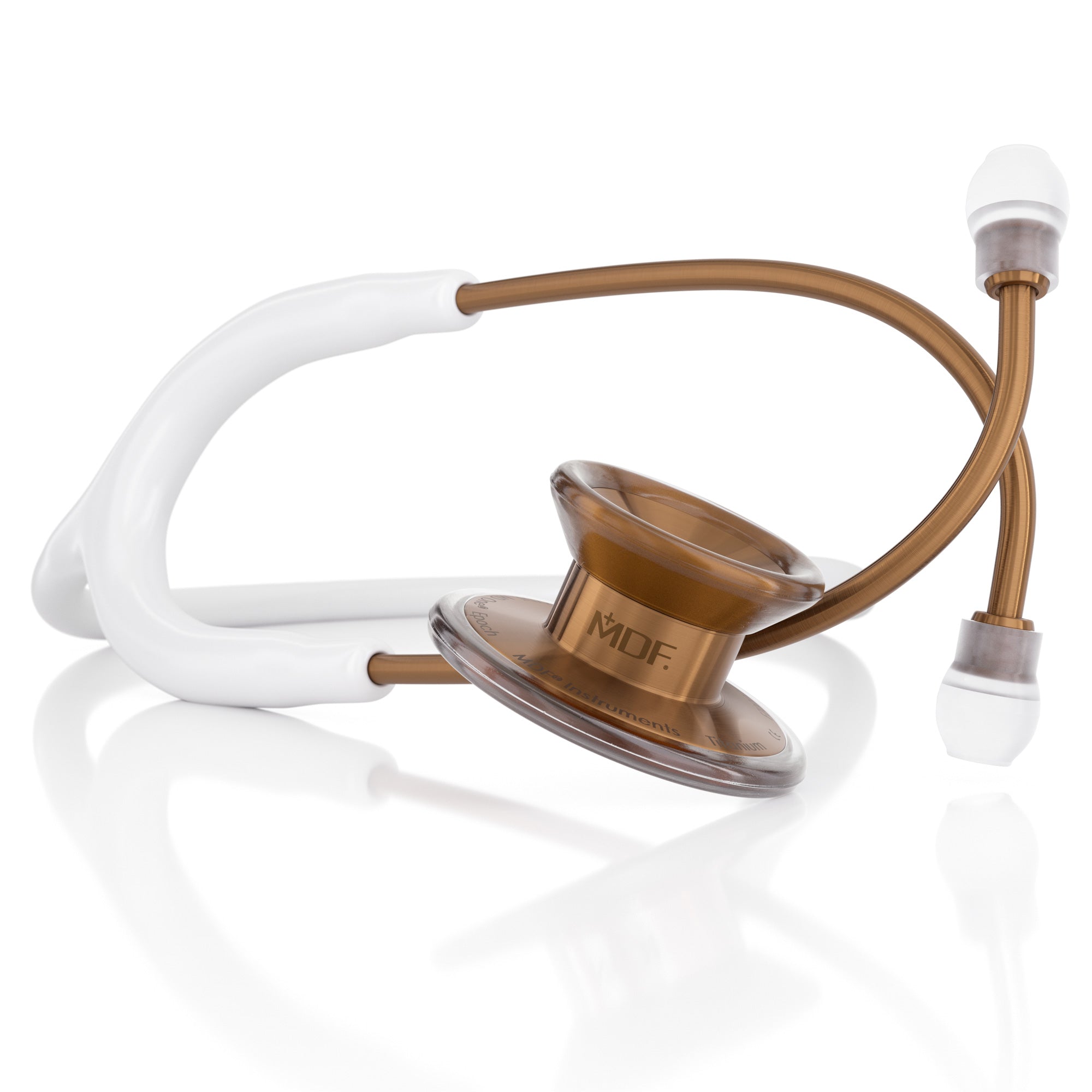 MD One® Epoch® Titanium Adult Stethoscope - White/Cyprium Finish | Premium Medical Stethoscope for Doctors, Nurses & Healthcare Professionals | Ideal for Clinical Use, Patient Exams & Emergency Care