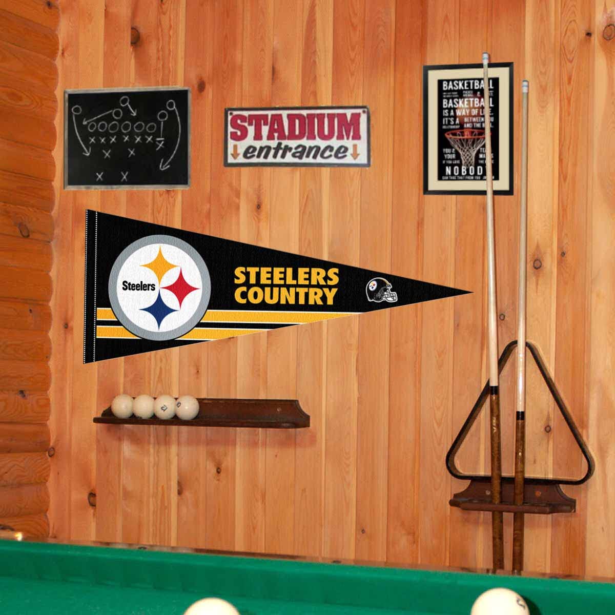Pittsburgh Steelers Pennant Banner Flag - Official NFL Team Country Decor for Game Day, Tailgating & Fan Cave