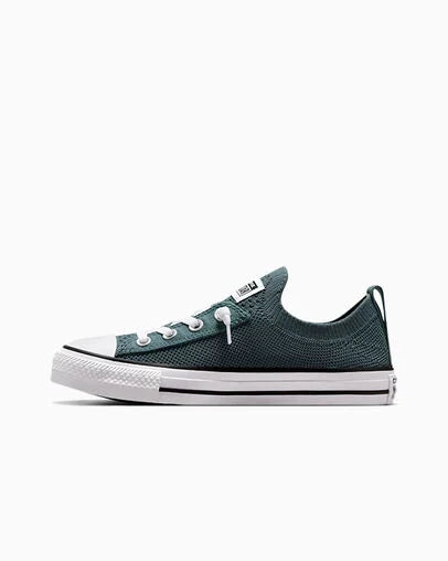 Converse Women's Shoreline Slip-On Sneakers - Green & White Casual Shoes for Walking, Errands & Everyday Comfort