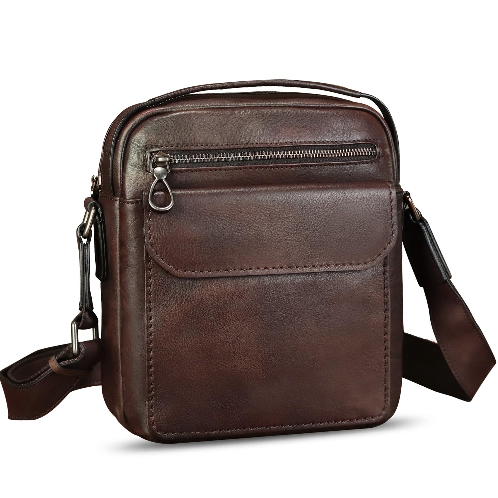 IVTG Genuine Leather Messenger Bag for Men - Stylish Crossbody Shoulder Bag with Adjustable Strap | Perfect for Work, Travel & Everyday Use