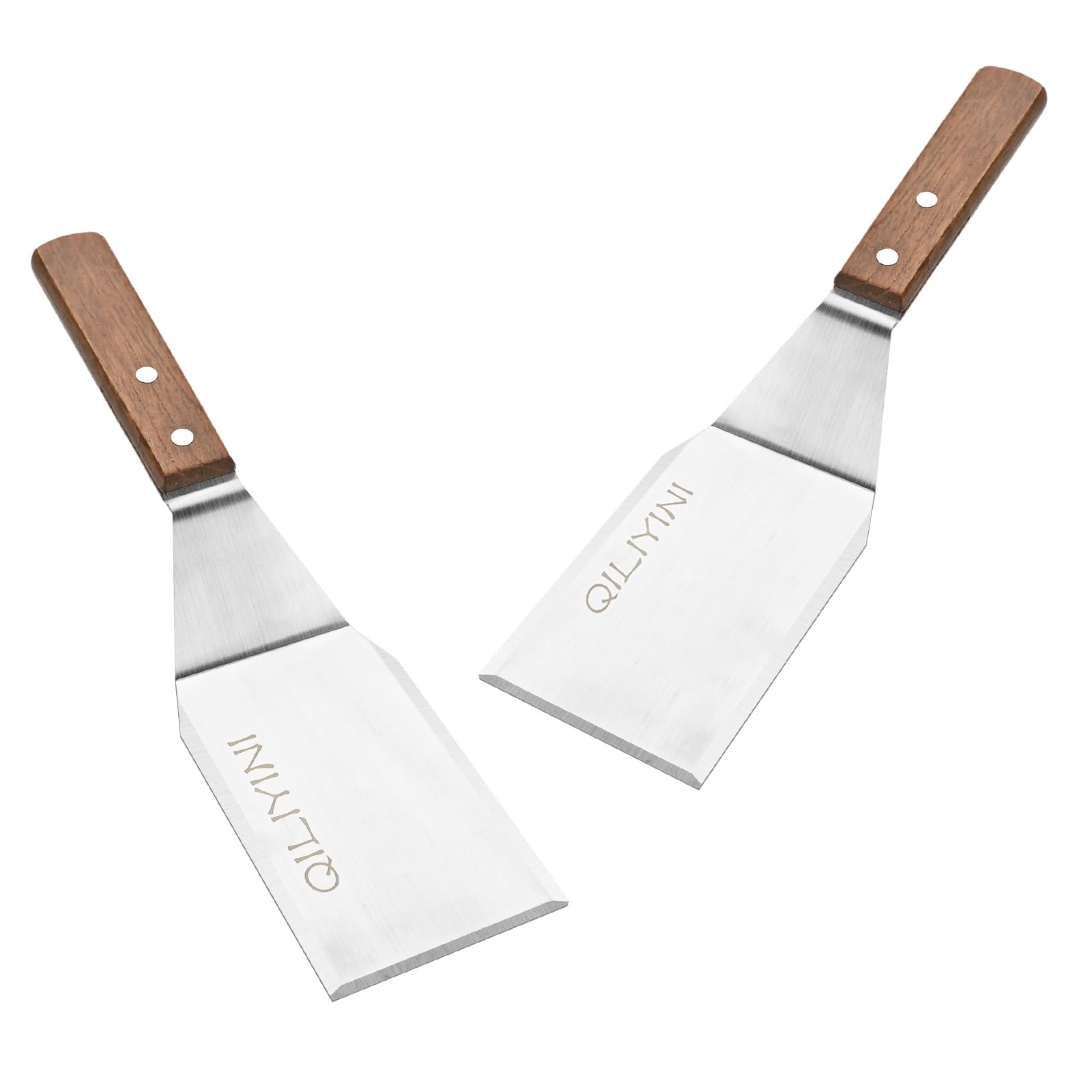 2-Pack Heavy Duty Stainless Steel Spatula Turner - Professional Grill Scraper for Cast Iron Skillet, Flat Top Griddle, BBQ & Burgers - Perfect for Outdoor Cooking, Camping & Kitchen Use