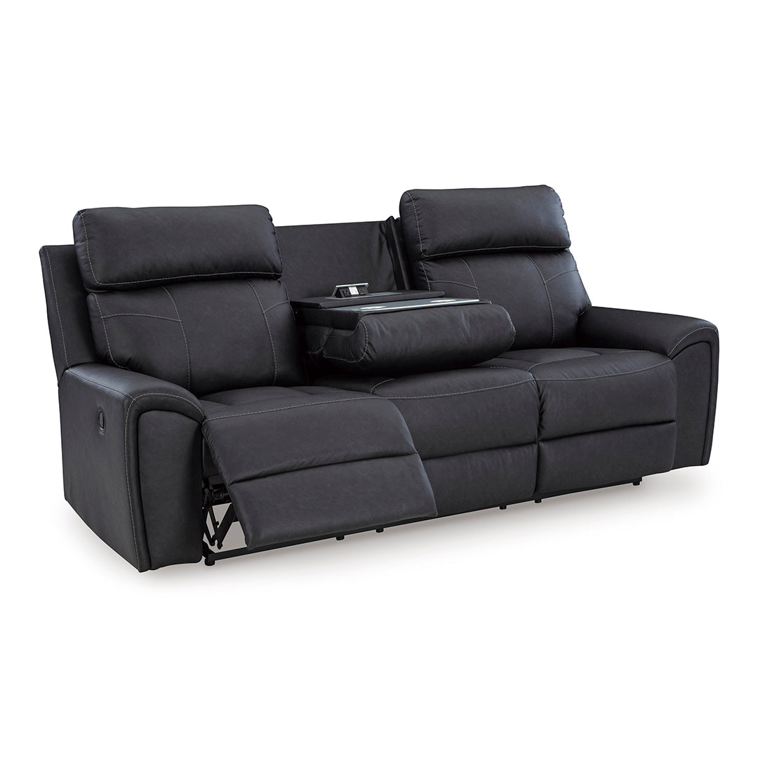 Montacute Reclining Sofa - 3-Seater Leather Recliner Couch with Cup Holders & USB Ports | Perfect for Living Room, Home Theater & Family Relaxation