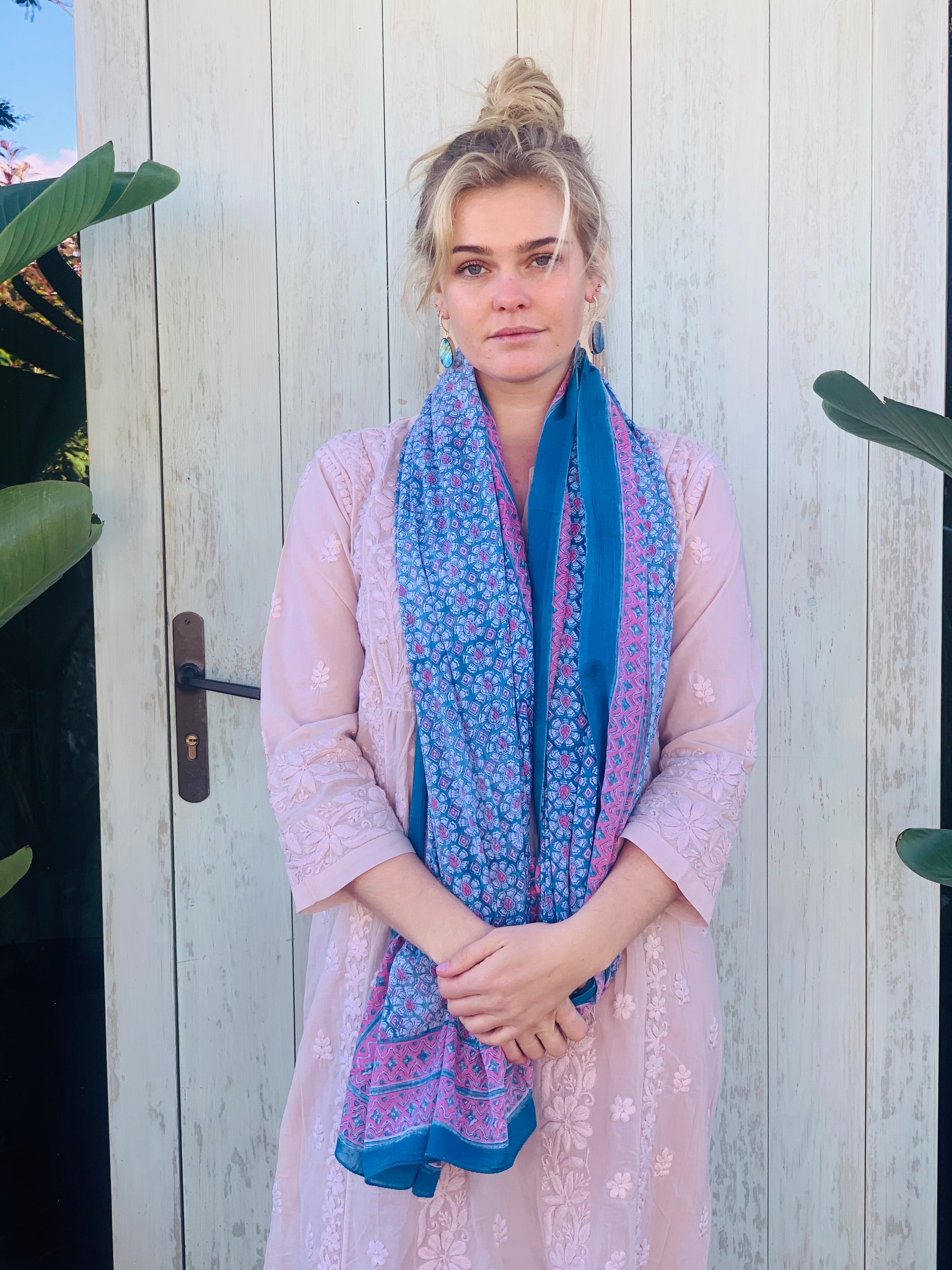 Stylish Block Print Cotton Sarong Pareo Shawl - New Collection for Beach, Pool & Summer Fashion