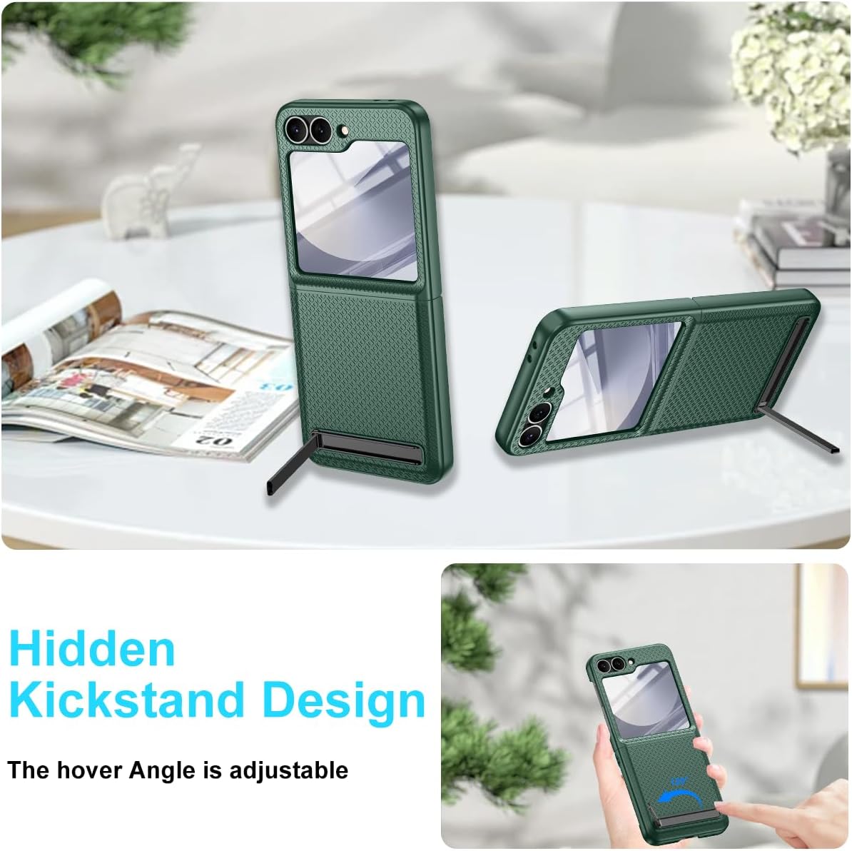 Samsung Galaxy Z Flip 6 Case with Built-in Kickstand & Front Screen Protector - Protective Cover for Everyday Use, Travel & Hands-Free Viewing