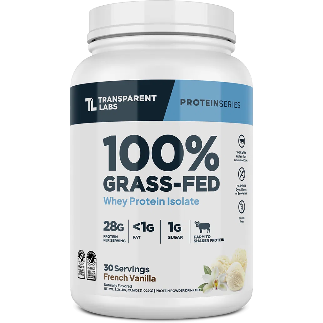 Transparent Labs 100% Grass Fed Whey Protein Isolate Powder - Premium Low Carb Protein Supplement for Muscle Recovery & Weight Loss - Ideal for Post-Workout, Smoothies & Baking