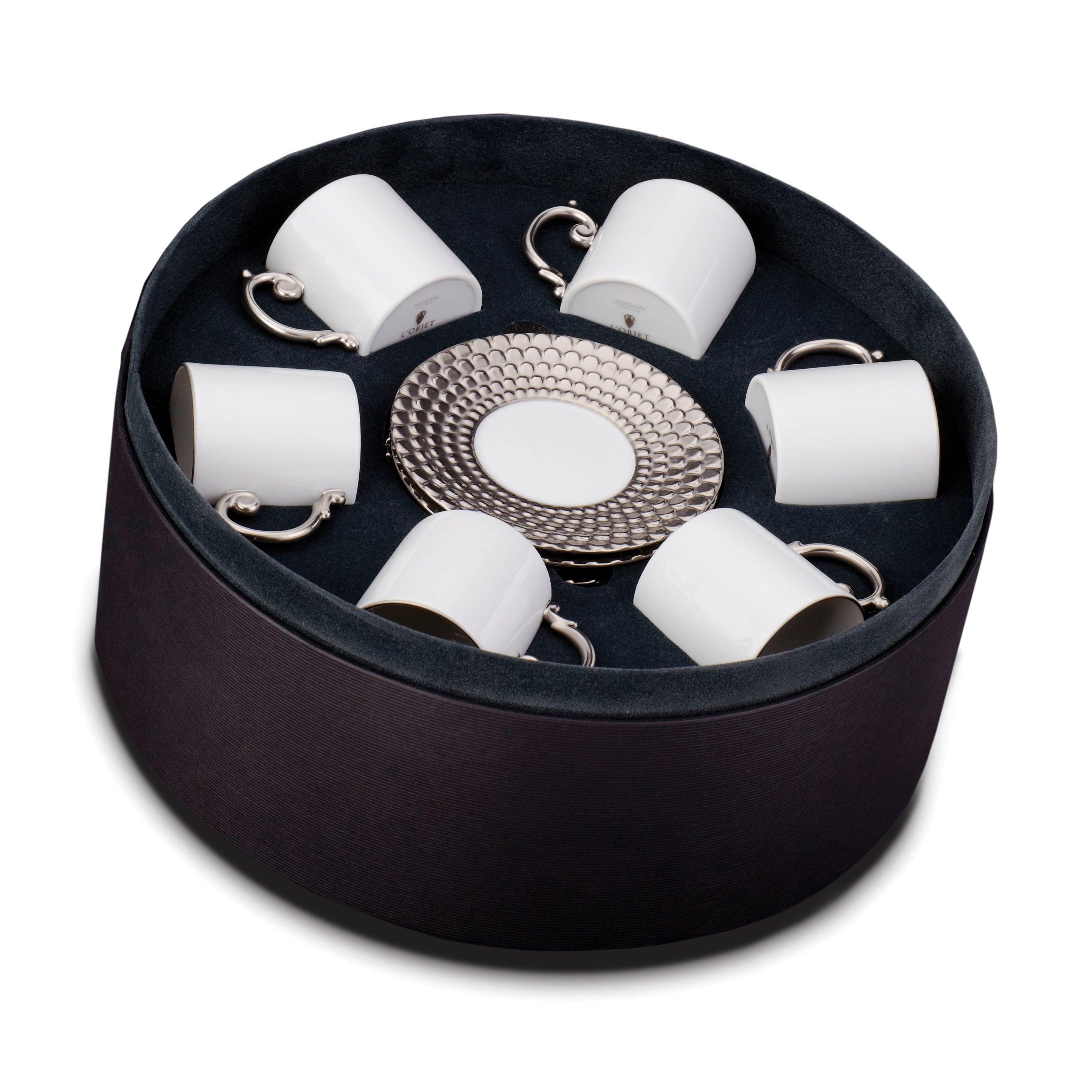 Premium Aegean Espresso Cup & Saucer Set - 6-Piece Ceramic Coffee Cups for Home, Cafe & Office - Perfect for Espresso, Cappuccino & Turkish Coffee