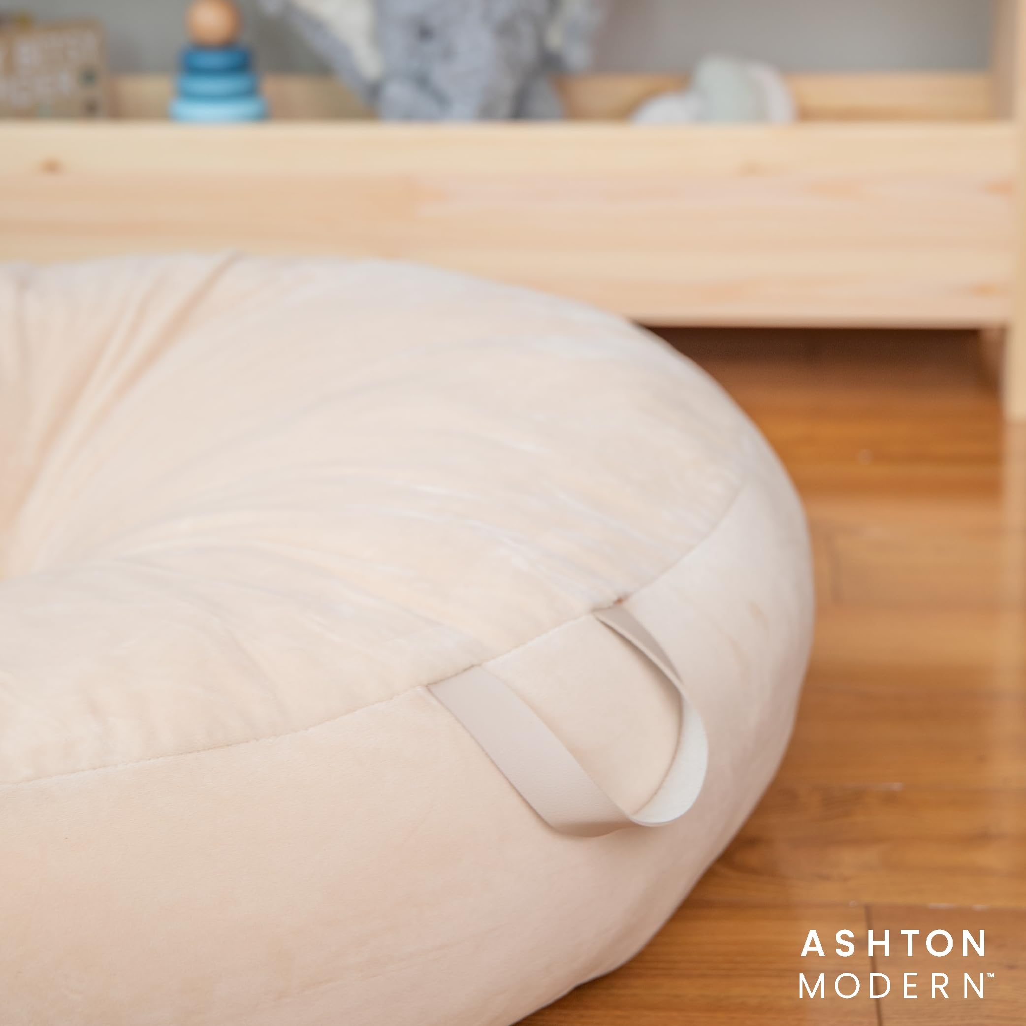 32 Inch Cream Round Floor Cushion for Kids - Large Soft Pillow for Classroom, Reading Nook, Playroom, and Nursery Decor