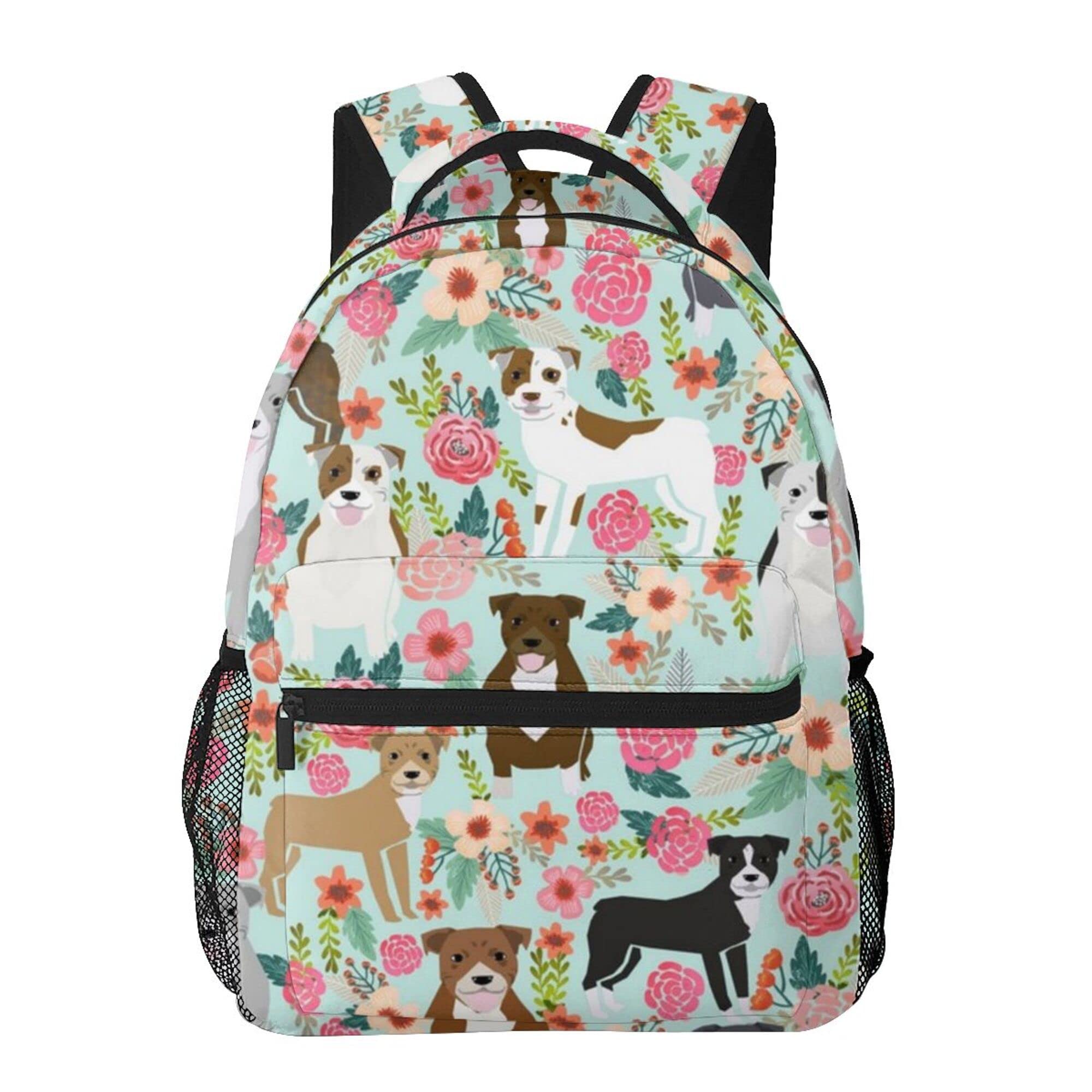 Floral Pitbull Laptop Backpack for Women & Men - Durable Travel & College Daypack for Work & School