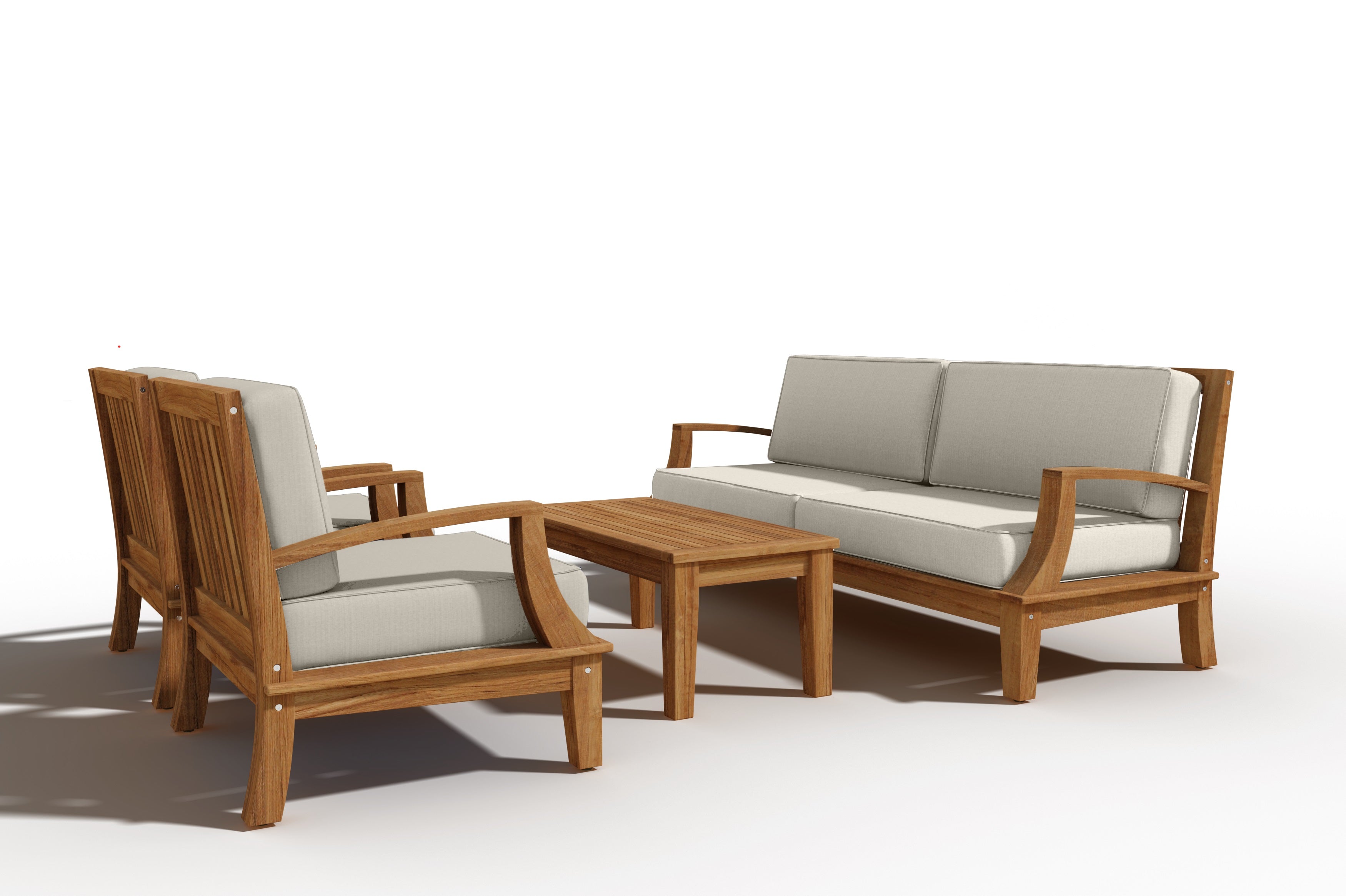Eliane 4-Piece Teak Outdoor Patio Deep Seating Set with Sunbrella Canvas Cushions - Durable All-Weather Furniture for Backyard, Poolside & Garden Relaxation