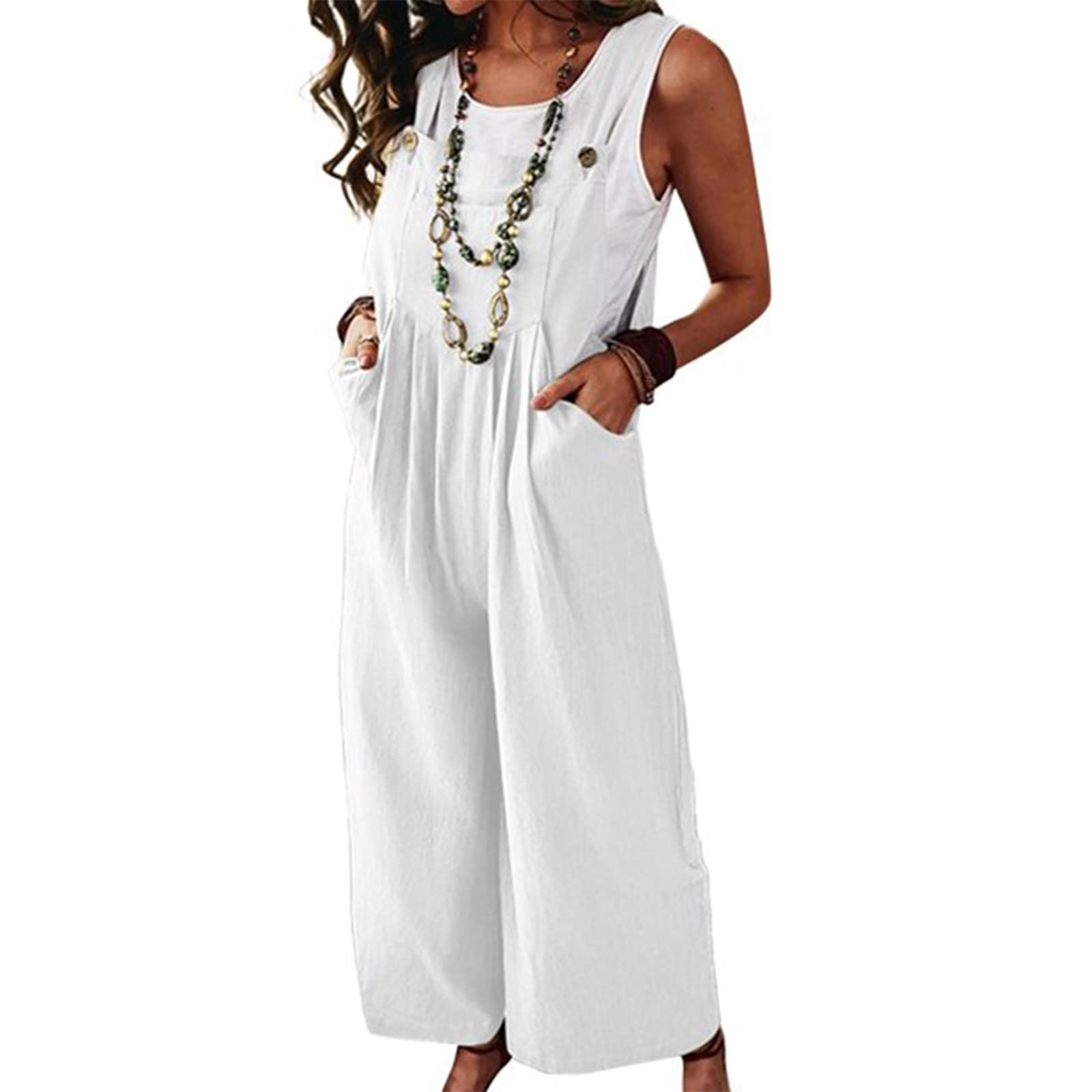 **Women's Plus Size Casual Overalls - Baggy Jumpsuit with Pockets, Long Bib & Wide Leg (Perfect for Work, Travel & Everyday Wear)**