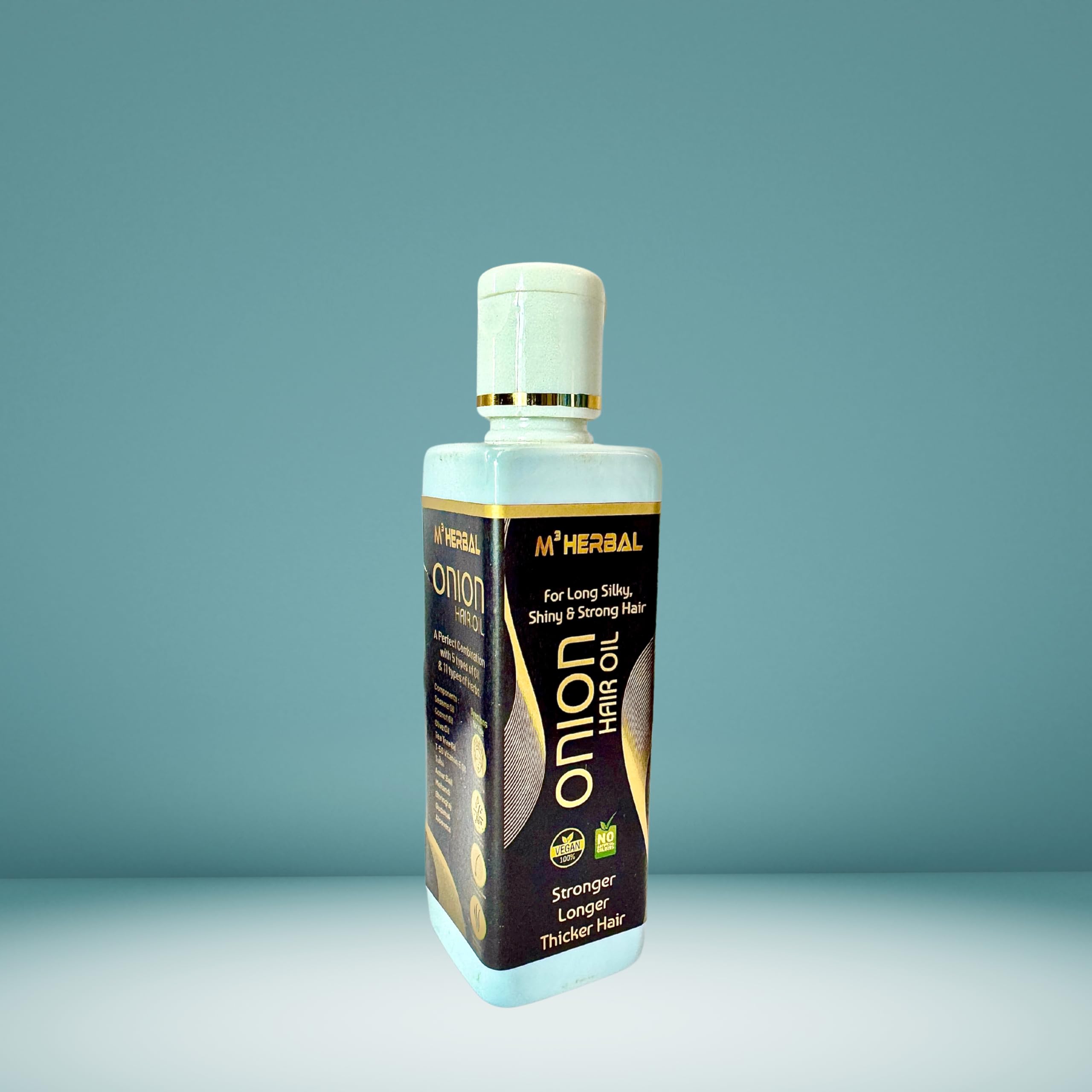 M³HERBAL Cold Process Onion Hair Oil for Hair Growth & Hair Fall Control - Reduces Dandruff & Adds Natural Shine | Best for Damaged Hair, Split Ends & Scalp Care (For Men & Women)