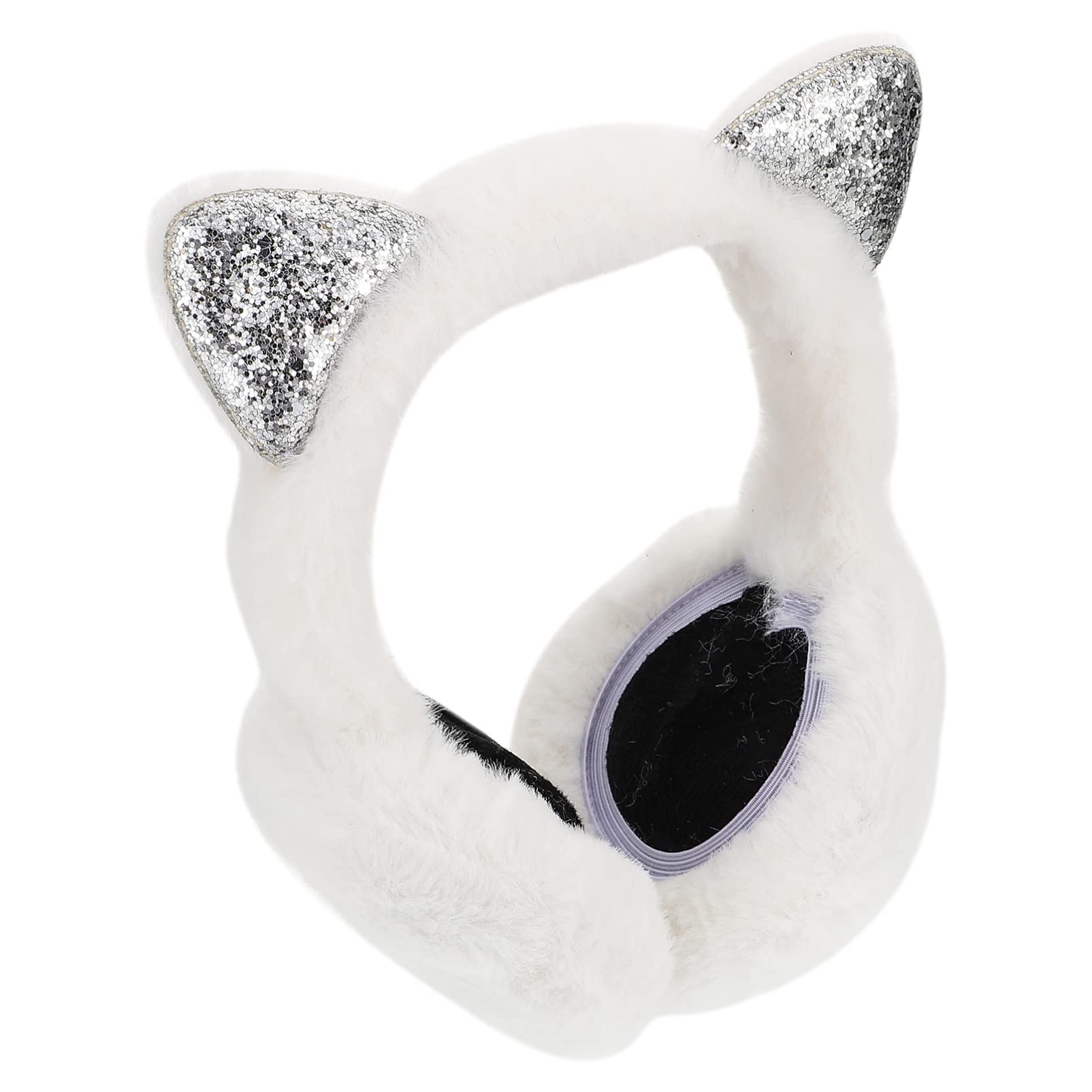VALICLUD Soft Plush Cat Ear Headband - Warm Winter Earmuffs for Women & Men, Cute Animal Ear Warmer Headphones Cover (White) - Perfect for Cold Weather, Outdoor Activities, Cosplay & Fashion Accessories