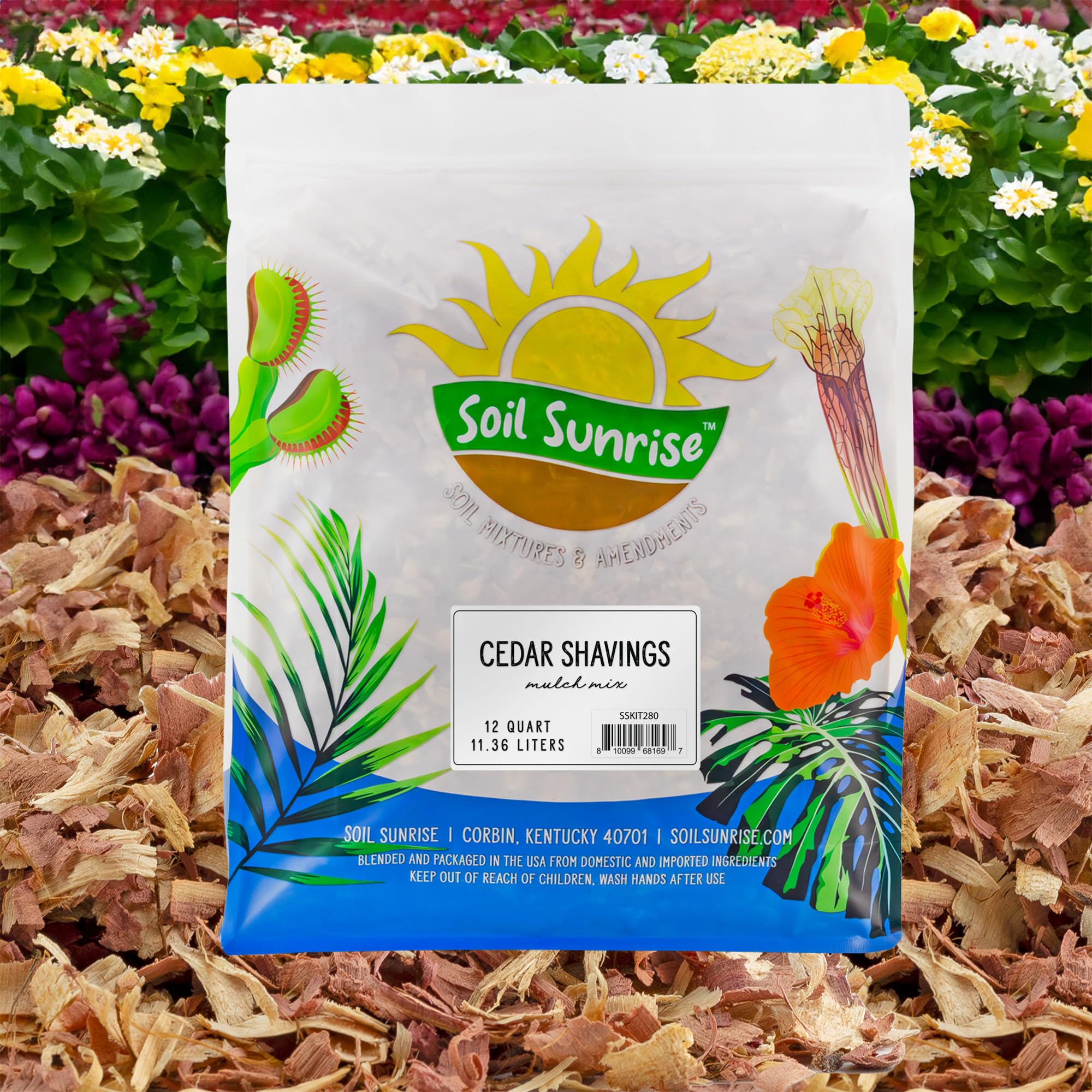 Natural Cedar Shavings Mulch - 12 Quarts | Organic Garden Mulch & Small Animal Bedding for Hamsters, Rabbits & Chickens | Pet Safe, Aromatic Wood Chips for Landscaping & Coop Flooring