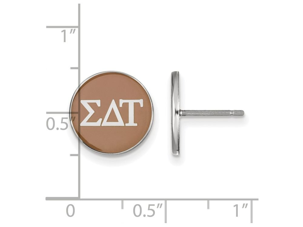 Sterling Silver Sigma Delta Tau Enameled Post Earrings for Women - Greek Letter Sorority Jewelry Gift for Sisters, Perfect for Formal Events & Sisterhood Celebrations