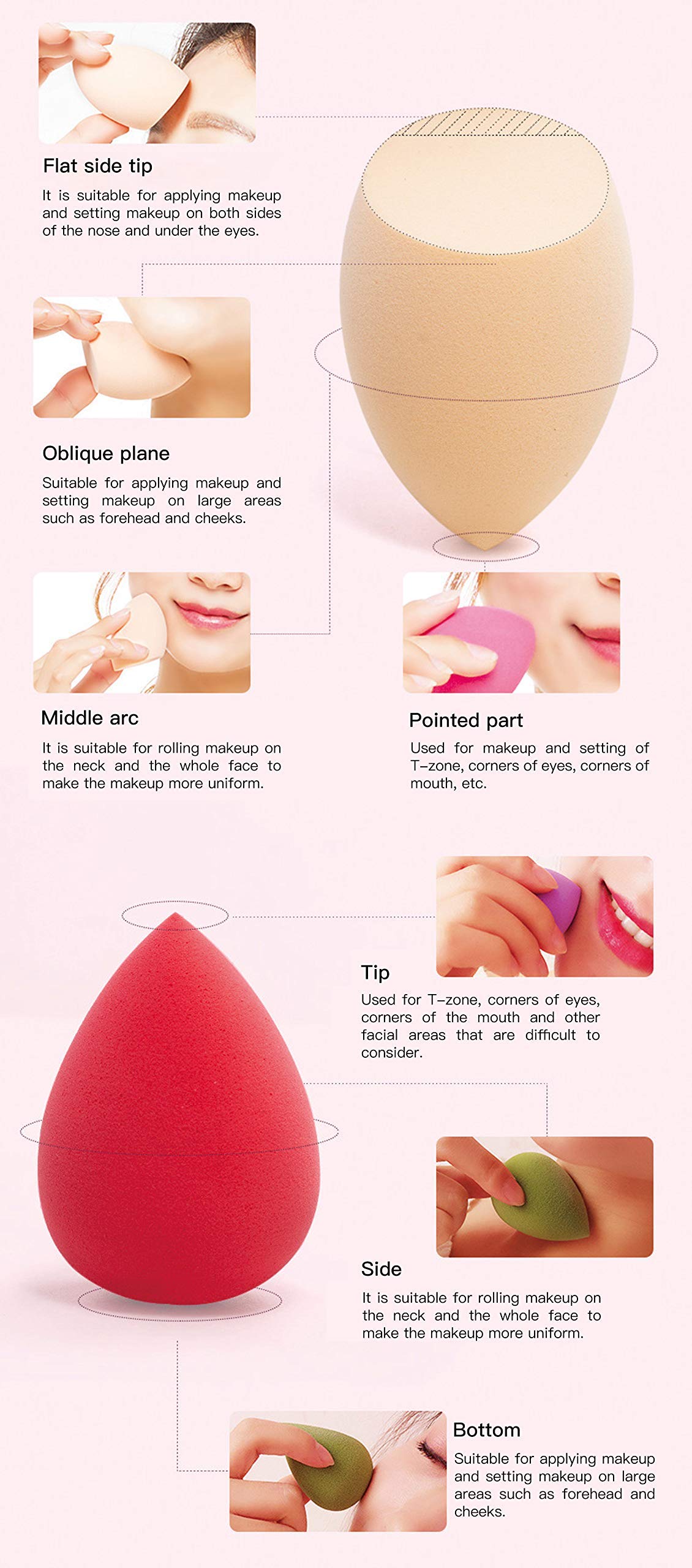 KIRA Professional Beauty Blender Sponge Set - 8 Pcs Makeup Sponges with Travel Storage Box | Soft & Blendable for Foundation, Concealer & Powder | Perfect for Home & Professional Makeup Artists