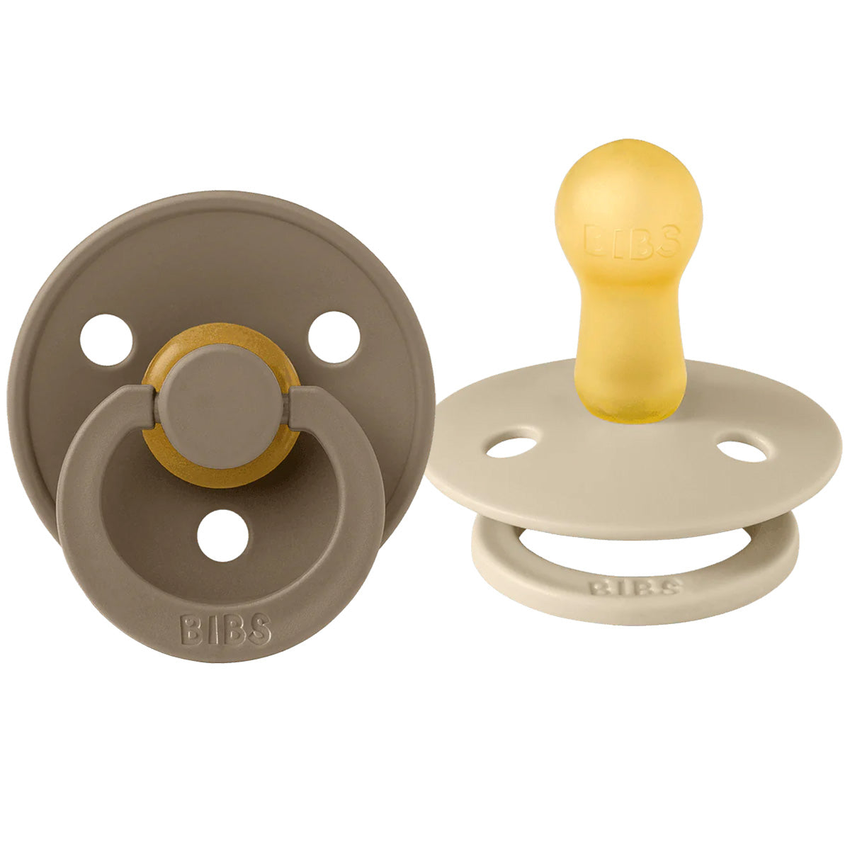 Natural Latex Rubber Pacifiers with Round Nipple - 2 Colors in 1 Pack - Soothing Baby Teething Relief for Day & Night Use