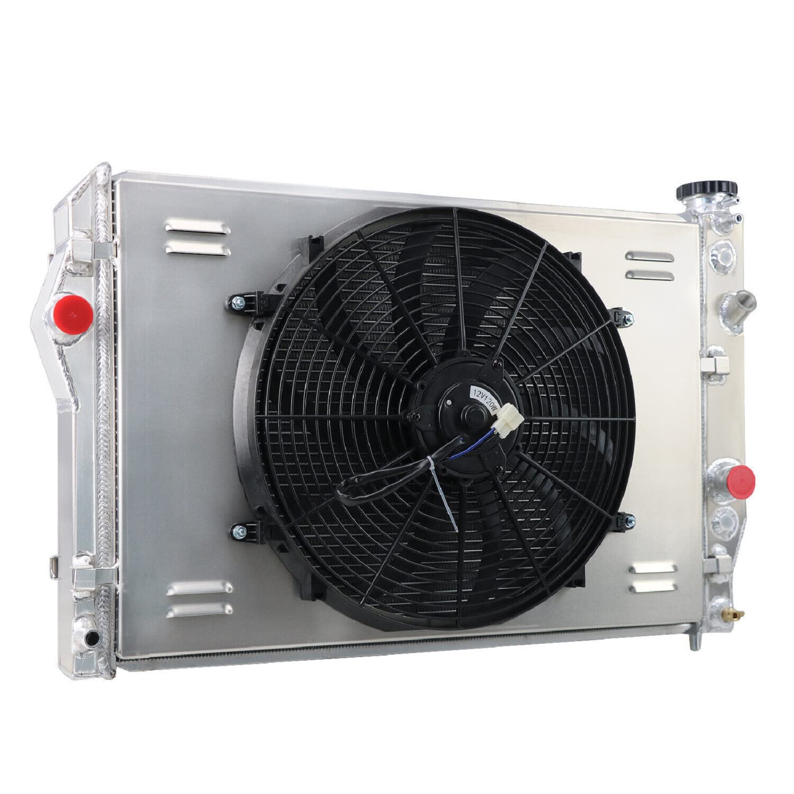 High Performance 4-Row Full Aluminum Radiator for 1993-2002 Chevrolet Camaro Z28 & Pontiac Firebird 5.7L V8 - Includes Cooling Fan Shroud & Relay Kit - Perfect for Street Racing, Off-Roading & Hot Weather Driving