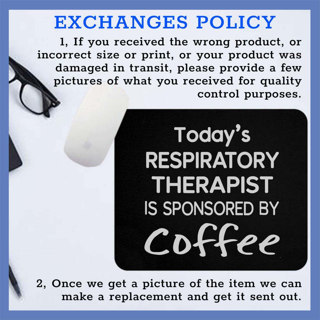 9 Inch Funny Coffee Themed Mousepad - Cute Cafe Design for Respiratory Therapists & Coffee Lovers - Perfect for Office, Gaming & Home Workspace