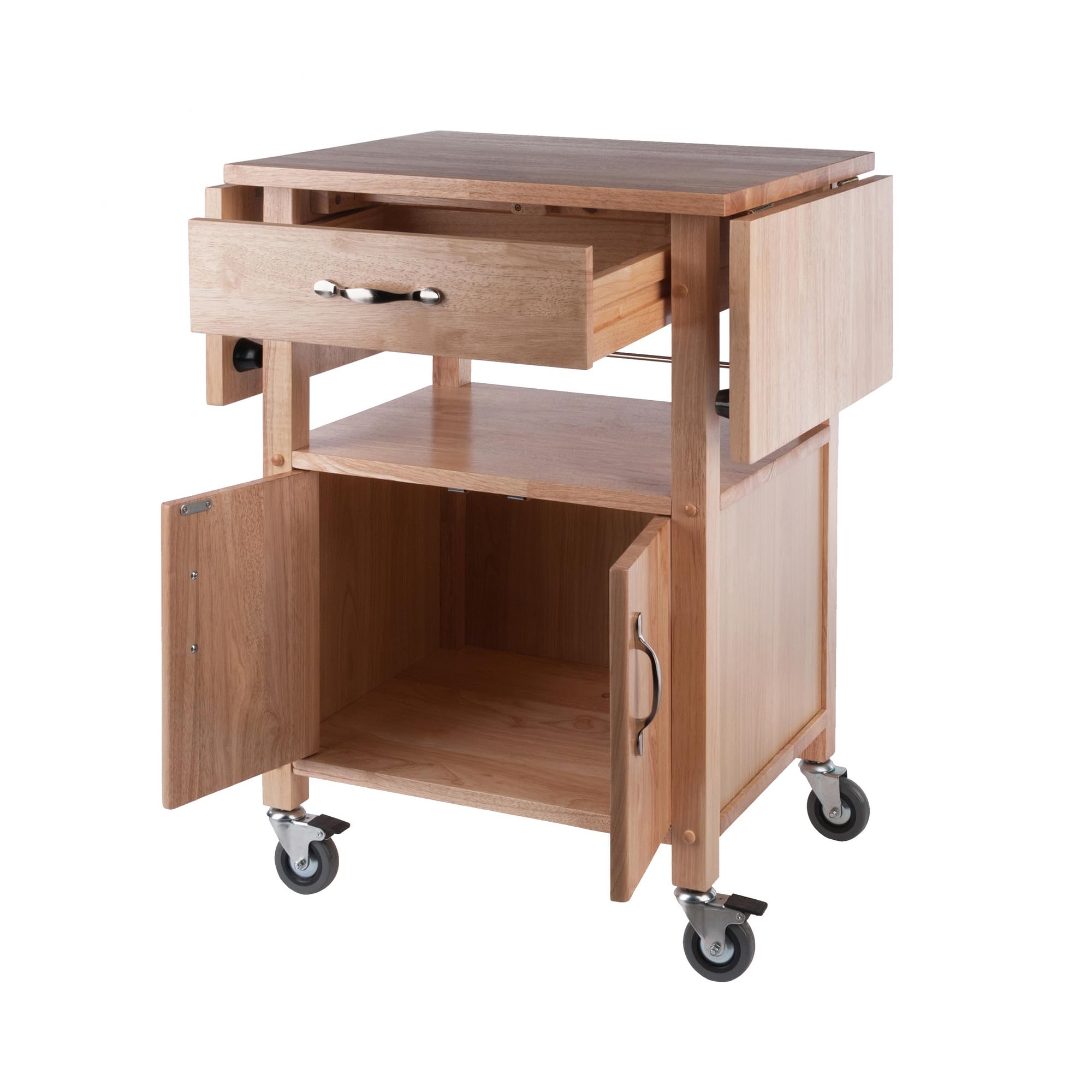 Winsome Wood Drop-Leaf Kitchen Cart - Space-Saving Kitchen Island with Wheels for Small Spaces, Dining & Food Prep - Perfect for Apartments, Dorms & Compact Kitchens