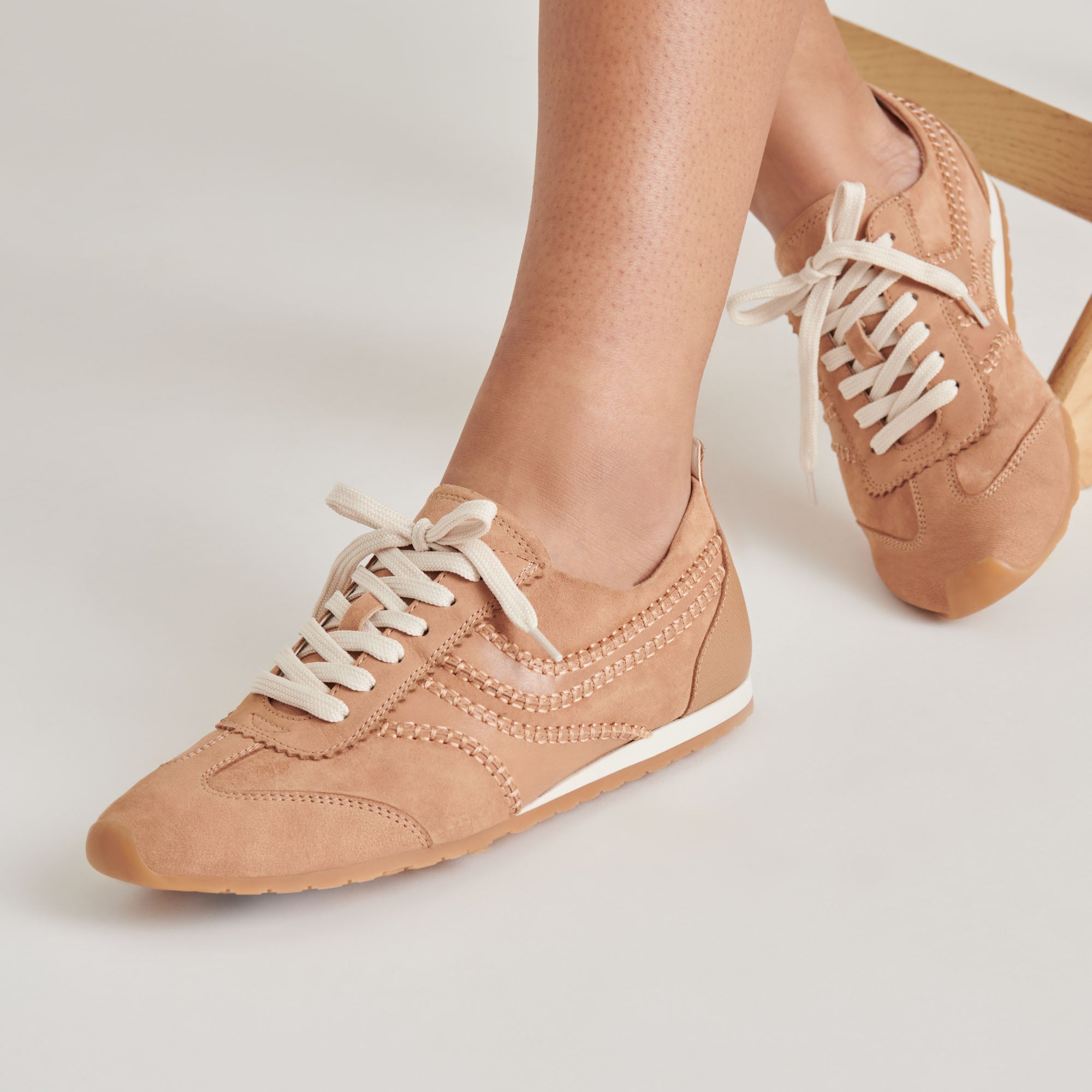 DELANY Sneakers for Women - Comfortable Toffee Nubuck Casual Shoes for Walking, Running & Everyday Wear | Fashionable & Lightweight Footwear for Work, Travel & Outdoor Activities