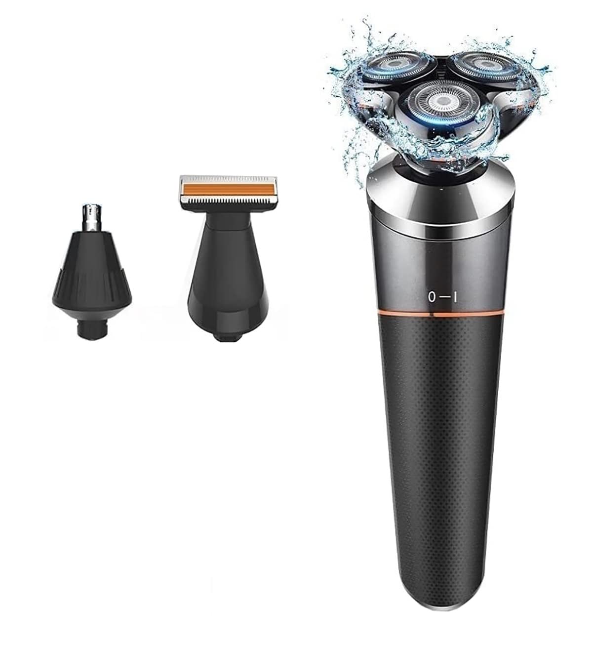 Professional 3-in-1 Electric Razor for Men - Waterproof Wet/Dry Rechargeable Beard Trimmer with Nose & Ear Hair Attachment - Perfect for Travel, Gym & Daily Grooming Routine