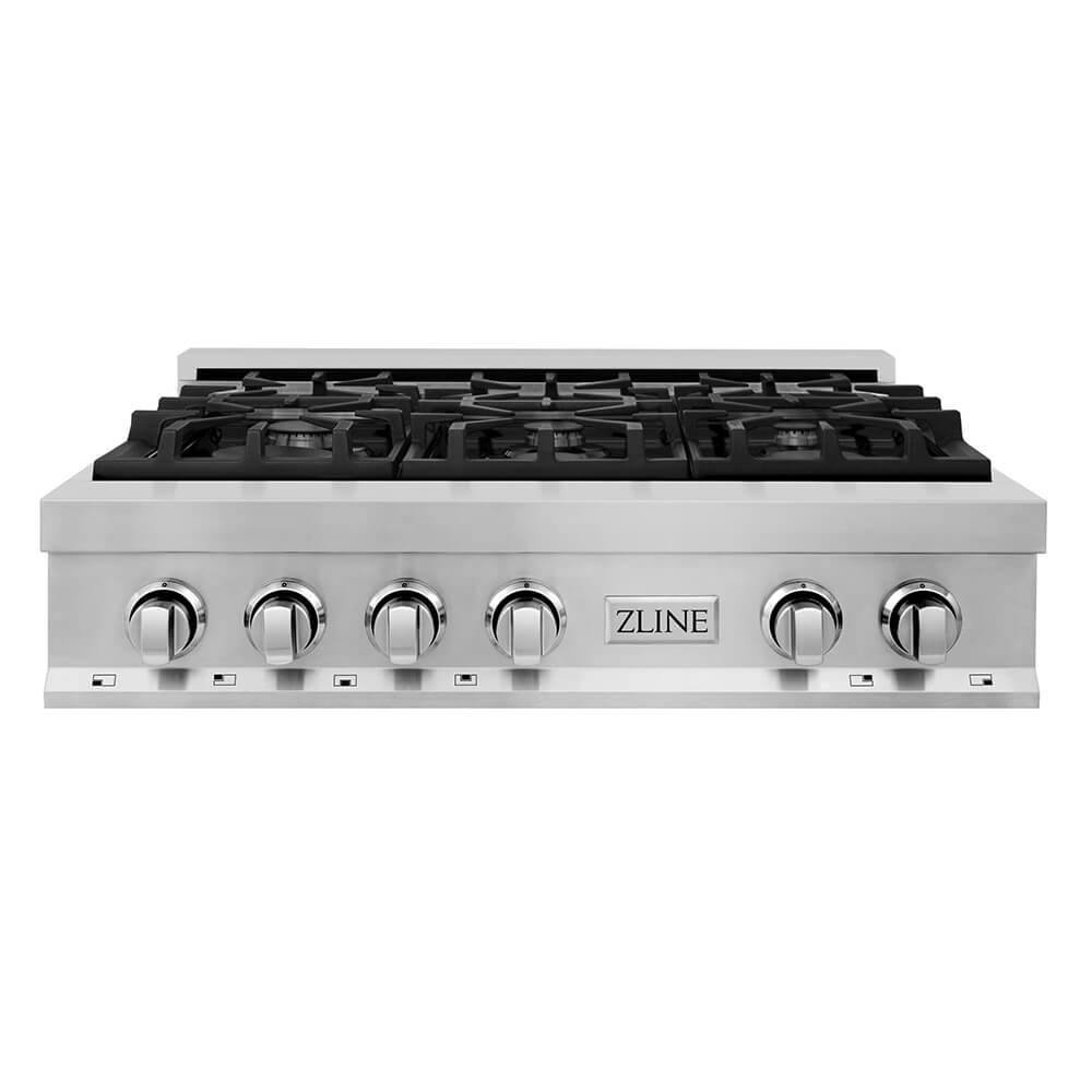 ZLINE 36-inch Stainless Steel Gas Rangetop with Convertible Range Hood - Professional Kitchen Package (2KP RTRH36) for Home Chefs & Modern Kitchens