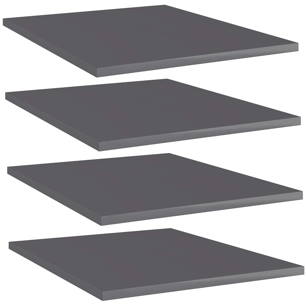 4-Pack High Gloss Gray Bookshelf Replacement Panels - Floating Shelves for Book Storage, Display & Organization - Perfect for Home, Office & Library (Accessories Not Included)