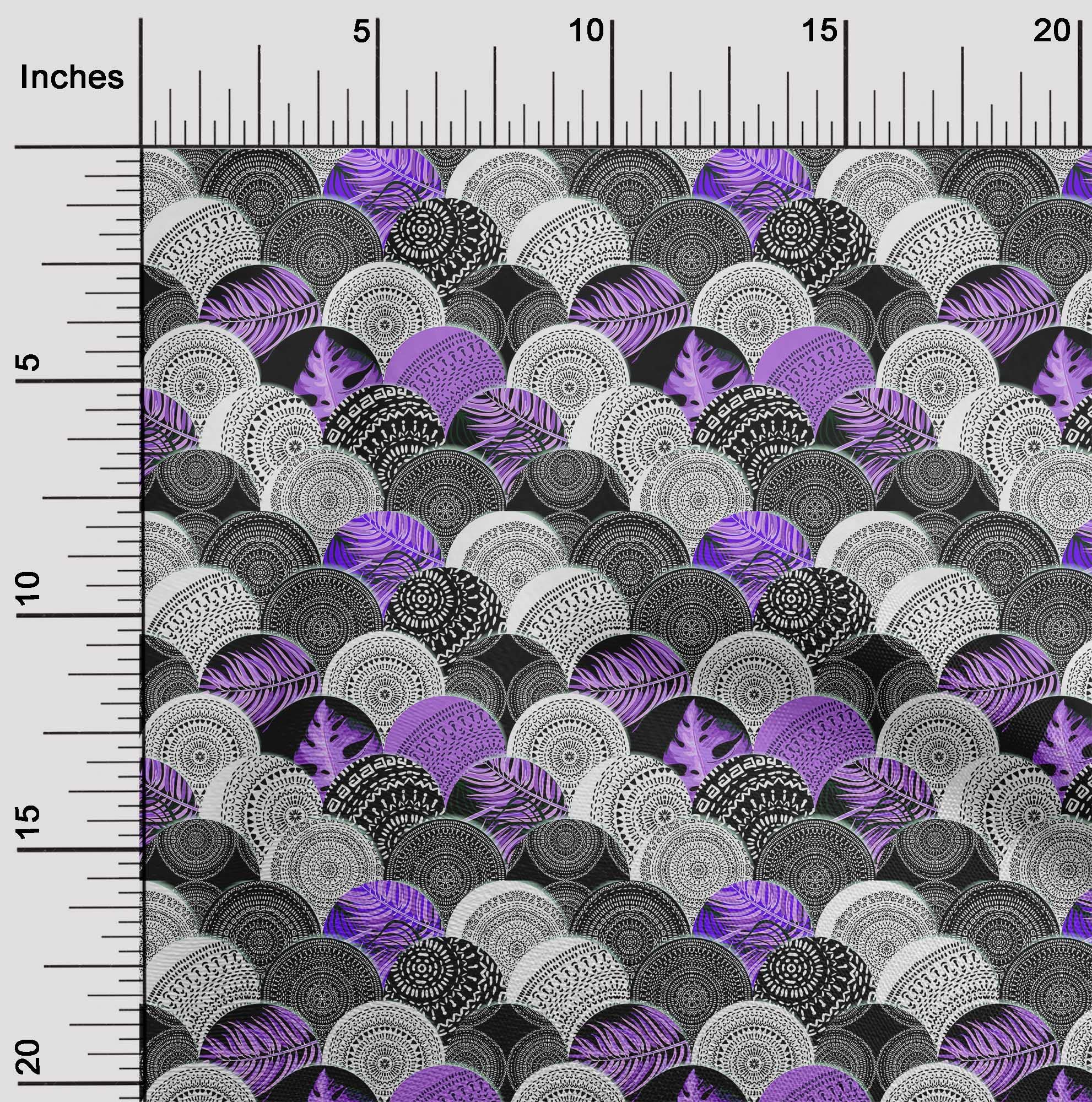 oneOone Viscose Jersey Purple Mandala Print Fabric - 60 Inch Wide Soft DIY Sewing Material for Dresses, Scarves & Home Decor | Asian Inspired Printed Fabric by The Yard