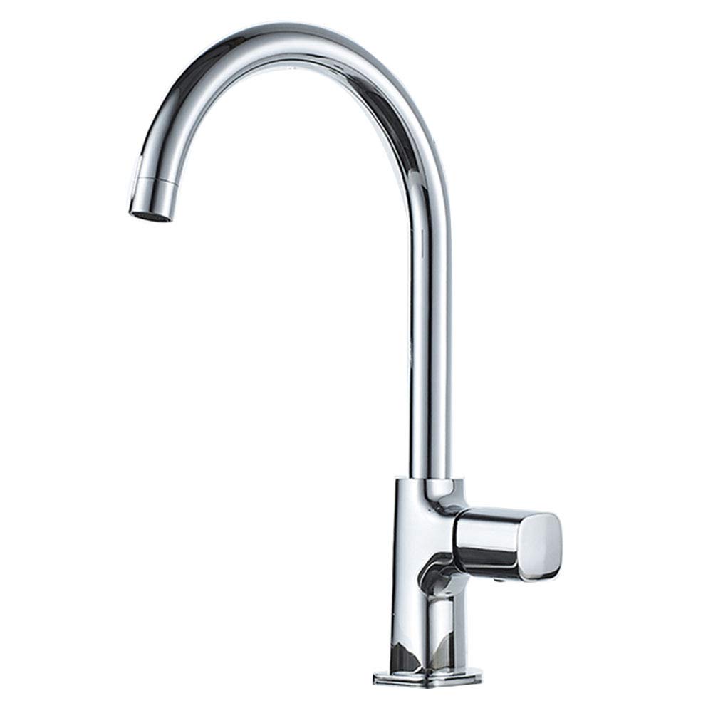 Chrome Brass Single Handle Kitchen Faucet - Modern Deck Mounted Sink Mixer Tap with Easy Installation for Home, Restaurant & Commercial Use