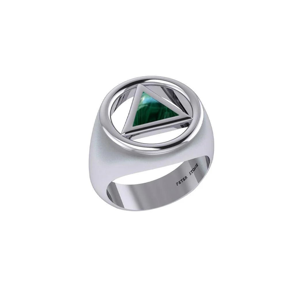 Sterling Silver Recovery Ring with Genuine Inlaid Stone - Elegant Jewelry for Addiction Recovery, Sobriety Gifts & Special Occasions - TRI2396