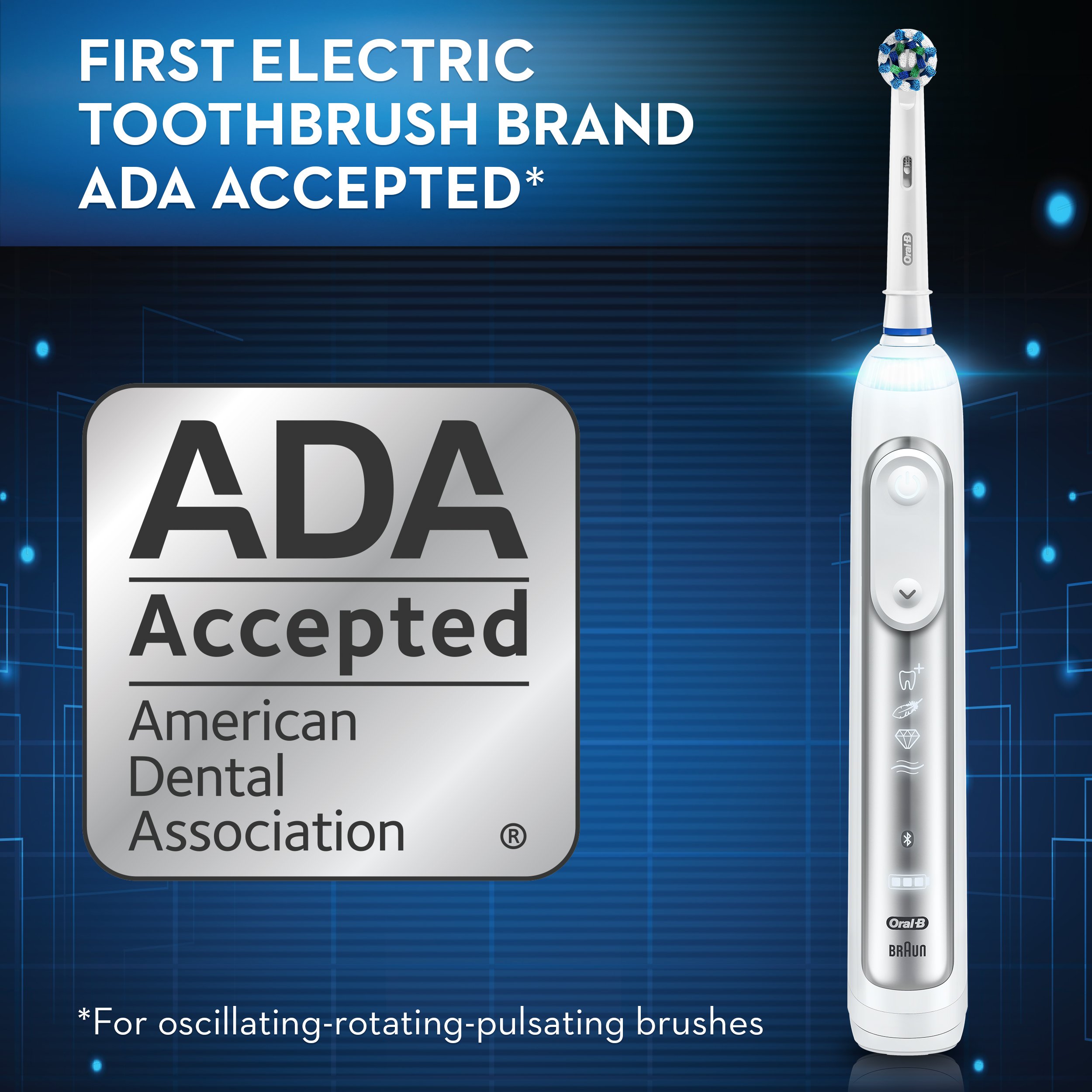 Oral-B 7500 Electric Toothbrush with 3 Replacement Brush Heads & Travel Case - Smart Pressure Sensor, Bluetooth Connectivity, White - Perfect for Travel, Home & Daily Oral Care